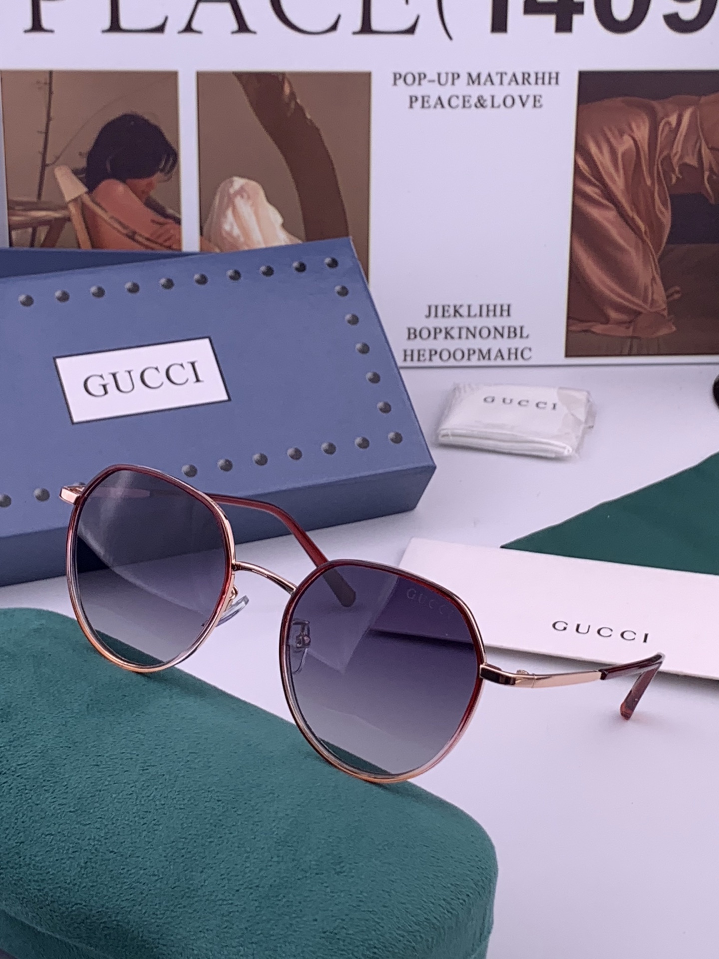 🔺 【GUCCI-偏光太阳镜】开春新款 潮流爆款 时尚圆框偏光太阳镜 高品质 佩戴舒适 网红潮款墨镜 女士高清偏光太阳镜