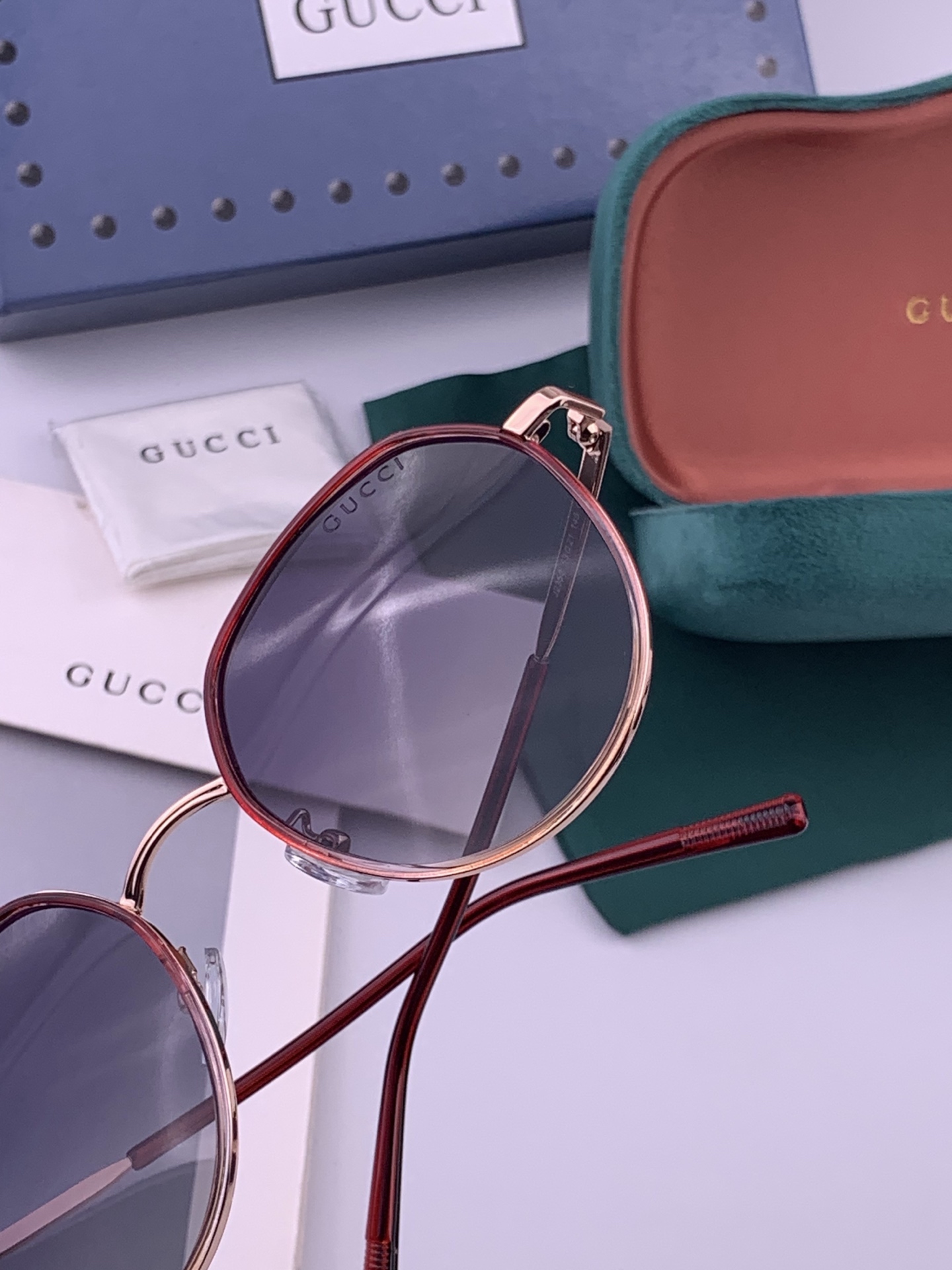 🔺 【GUCCI-偏光太阳镜】开春新款 潮流爆款 时尚圆框偏光太阳镜 高品质 佩戴舒适 网红潮款墨镜 女士高清偏光太阳镜