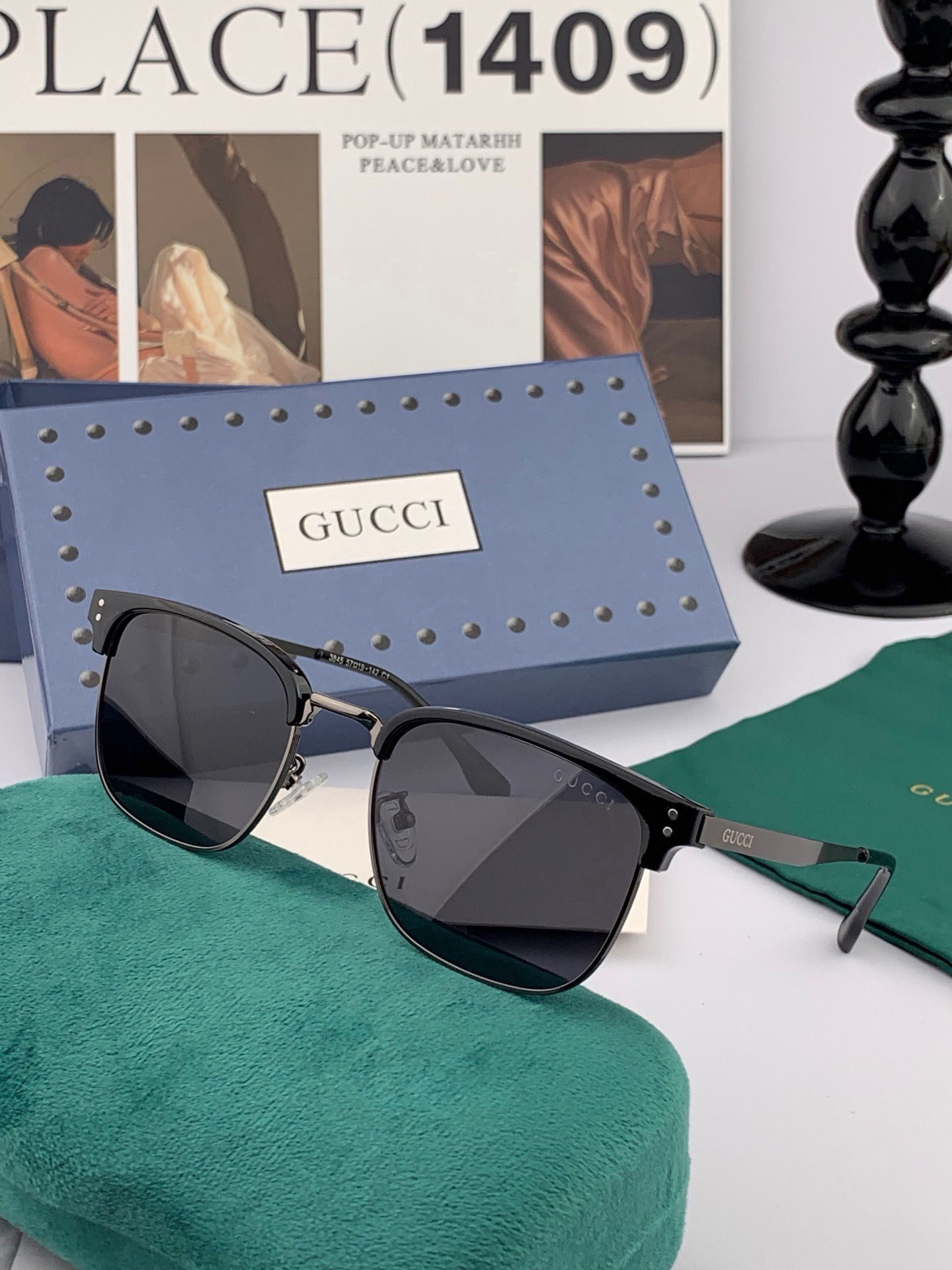 🔺 【GUCCI-偏光太阳镜】开春新款 潮流爆款 时尚方框偏光太阳镜 高品质 佩戴舒适 网红潮款墨镜 女士高清偏光太阳镜