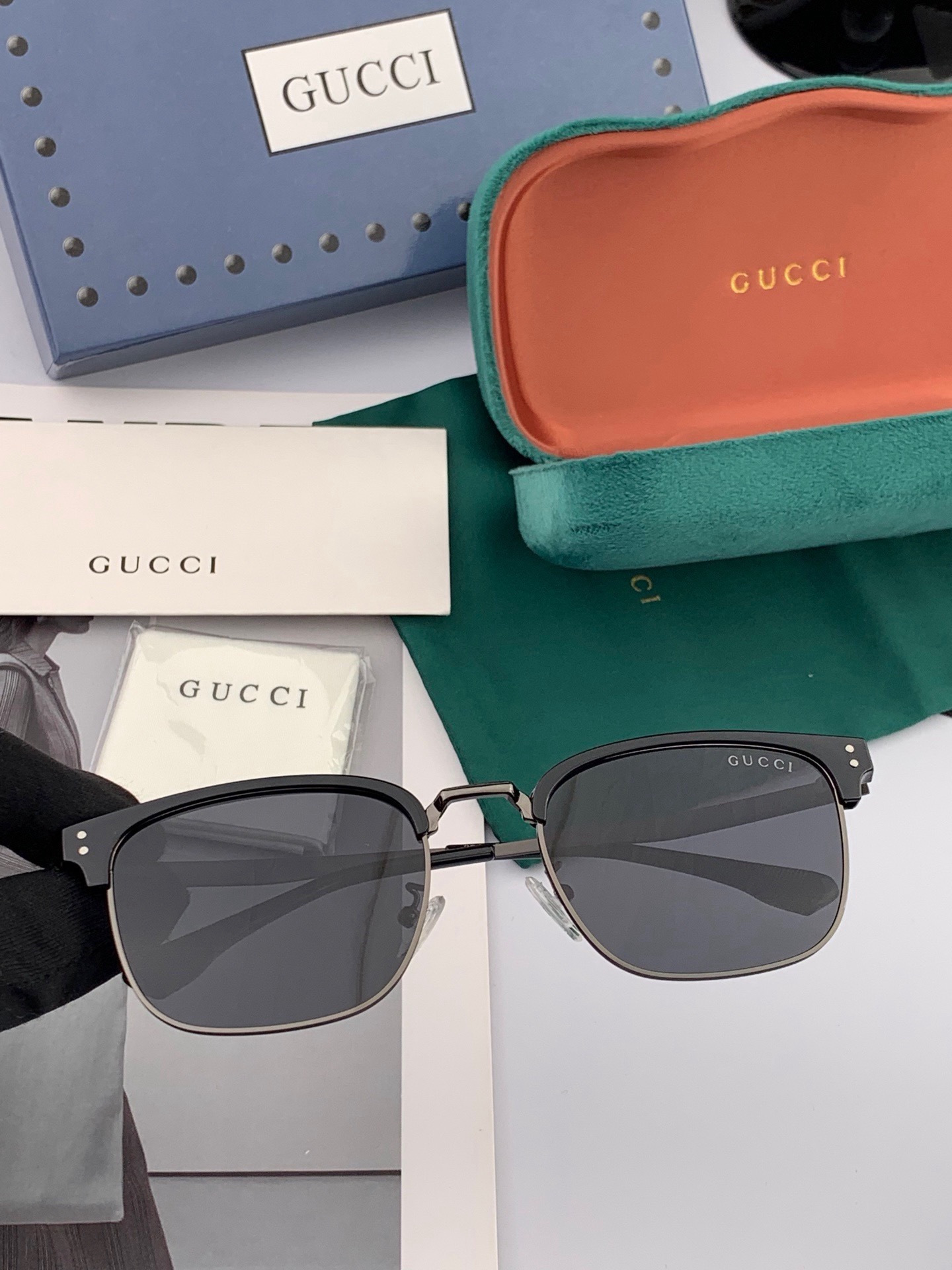 🔺 【GUCCI-偏光太阳镜】开春新款 潮流爆款 时尚方框偏光太阳镜 高品质 佩戴舒适 网红潮款墨镜 女士高清偏光太阳镜