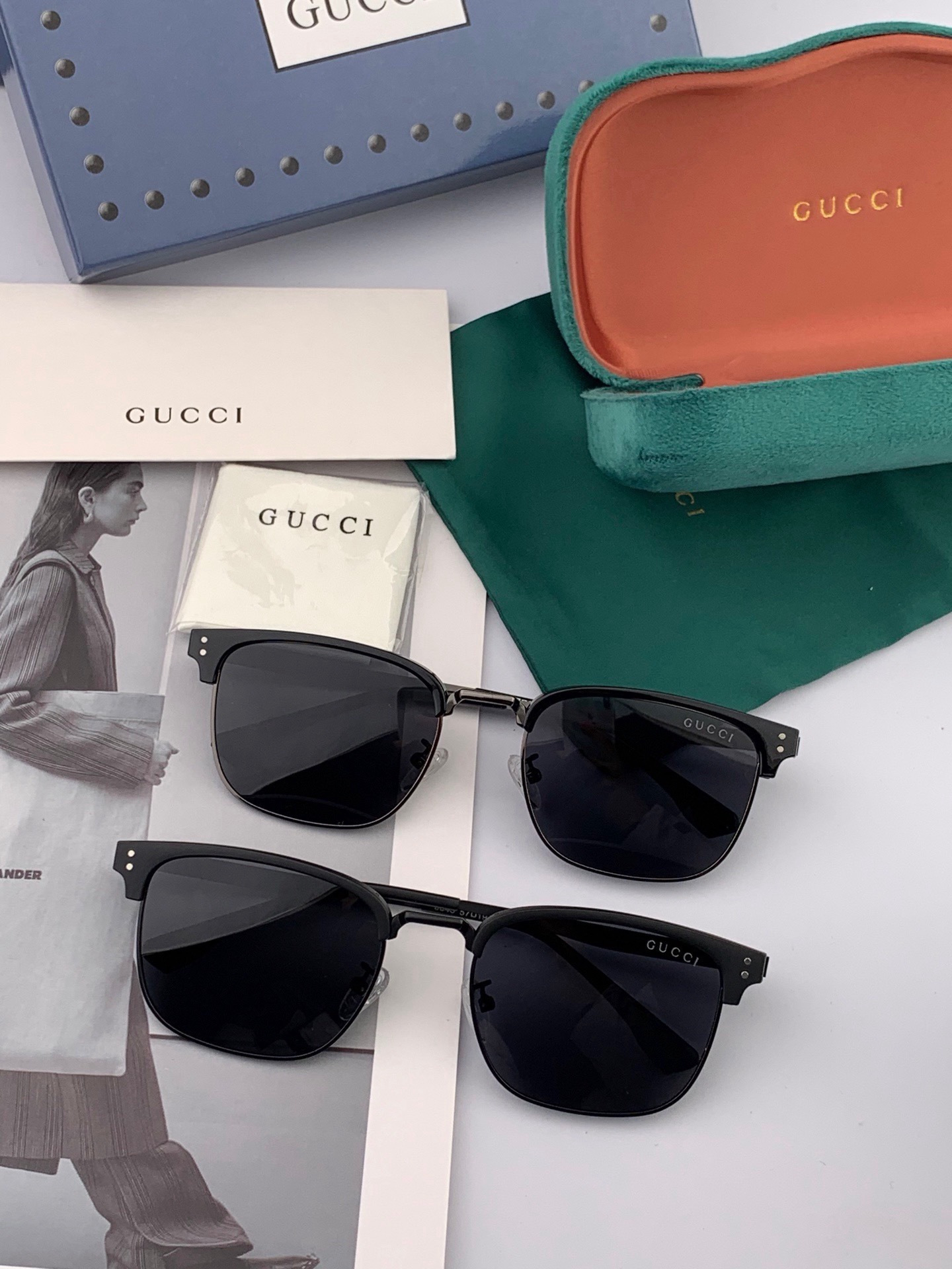 🔺 【GUCCI-偏光太阳镜】开春新款 潮流爆款 时尚方框偏光太阳镜 高品质 佩戴舒适 网红潮款墨镜 女士高清偏光太阳镜