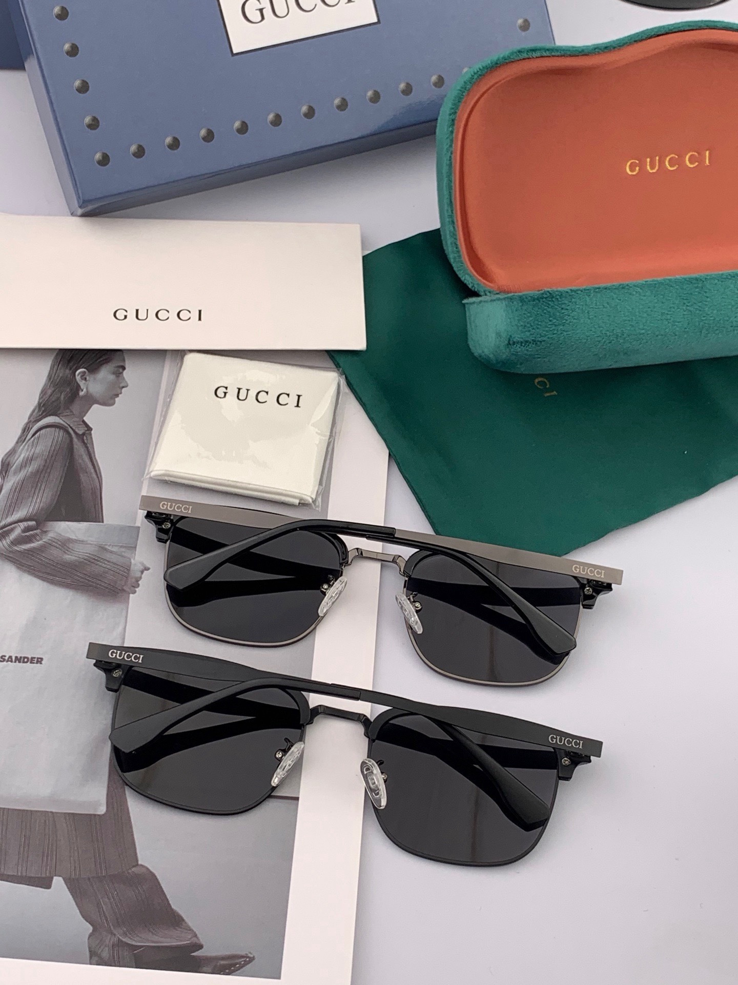 🔺 【GUCCI-偏光太阳镜】开春新款 潮流爆款 时尚方框偏光太阳镜 高品质 佩戴舒适 网红潮款墨镜 女士高清偏光太阳镜