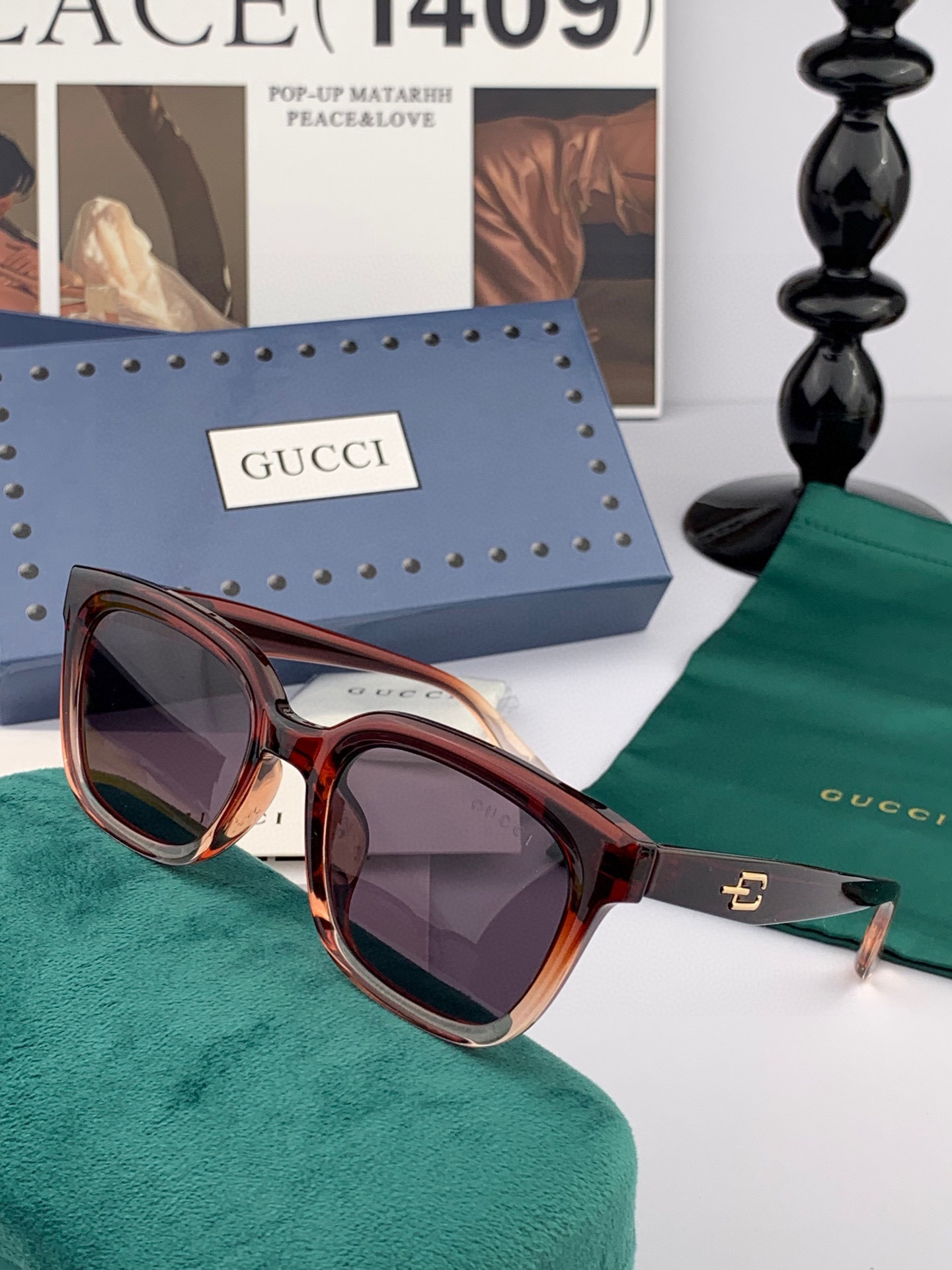 🔺 【GUCCI-偏光太阳镜】开春新款 潮流爆款 时尚方框偏光太阳镜 高品质 佩戴舒适 网红潮款墨镜 女士高清偏光太阳镜