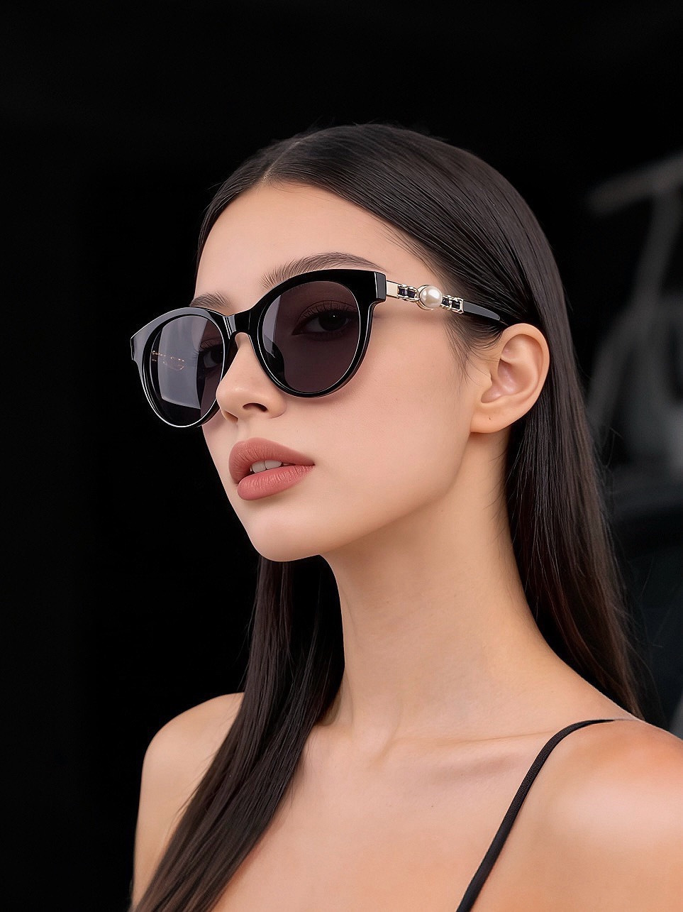 🔺CHANEL🔻官方早春新款，众多明星同款[色]香奈儿‼️‼️新款珍珠大框偏光墨镜 ，🌈🌈宝丽来超清偏光太阳镜🔝🔝型号：