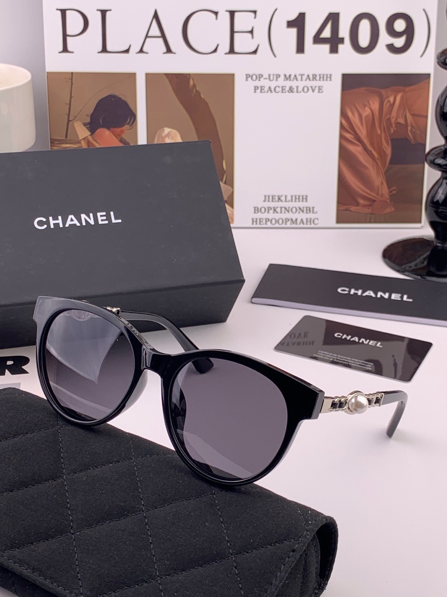 🔺CHANEL🔻官方早春新款，众多明星同款[色]香奈儿‼️‼️新款珍珠大框偏光墨镜 ，🌈🌈宝丽来超清偏光太阳镜🔝🔝型号：