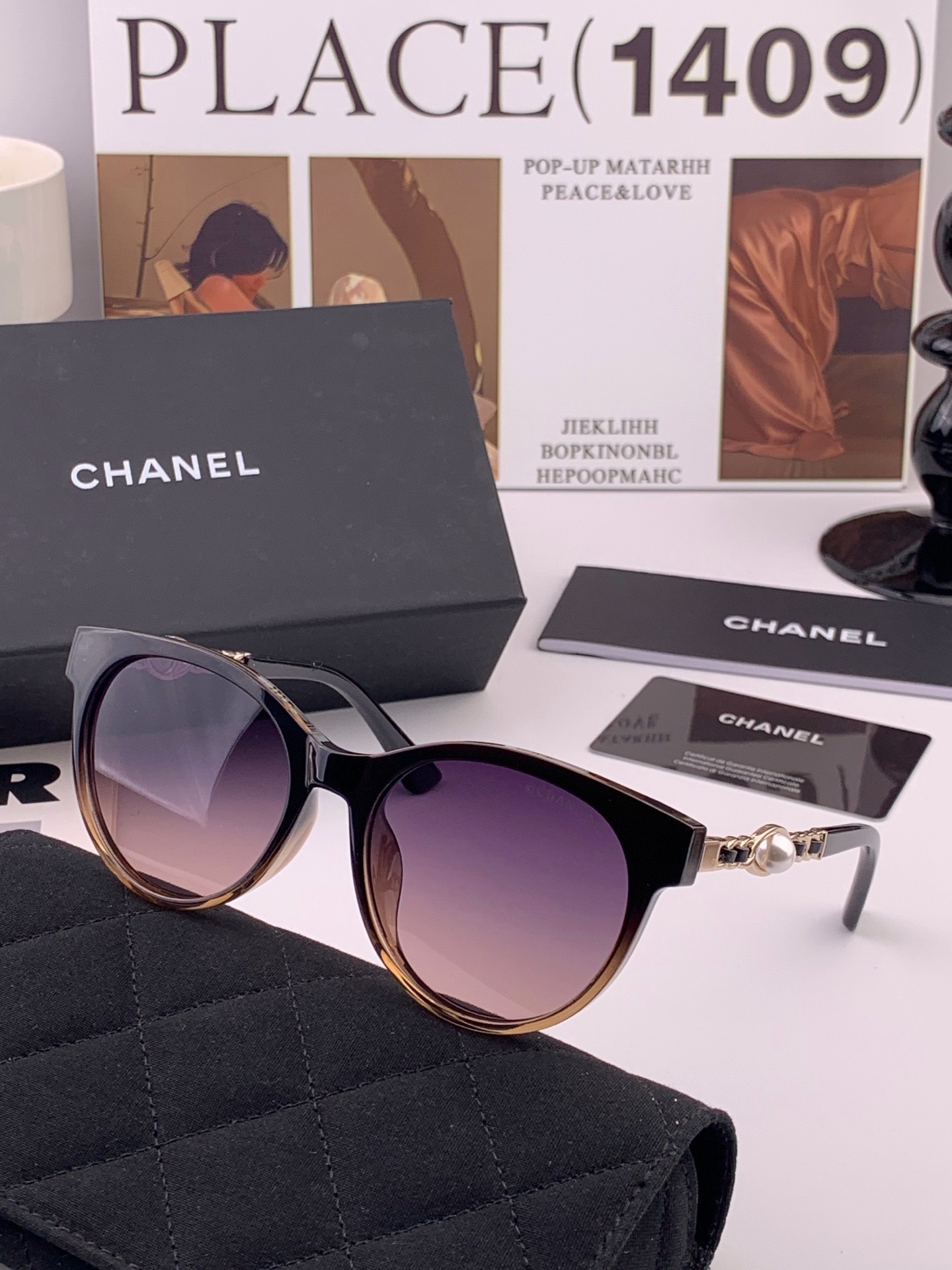 🔺CHANEL🔻官方早春新款，众多明星同款[色]香奈儿‼️‼️新款珍珠大框偏光墨镜 ，🌈🌈宝丽来超清偏光太阳镜🔝🔝型号：