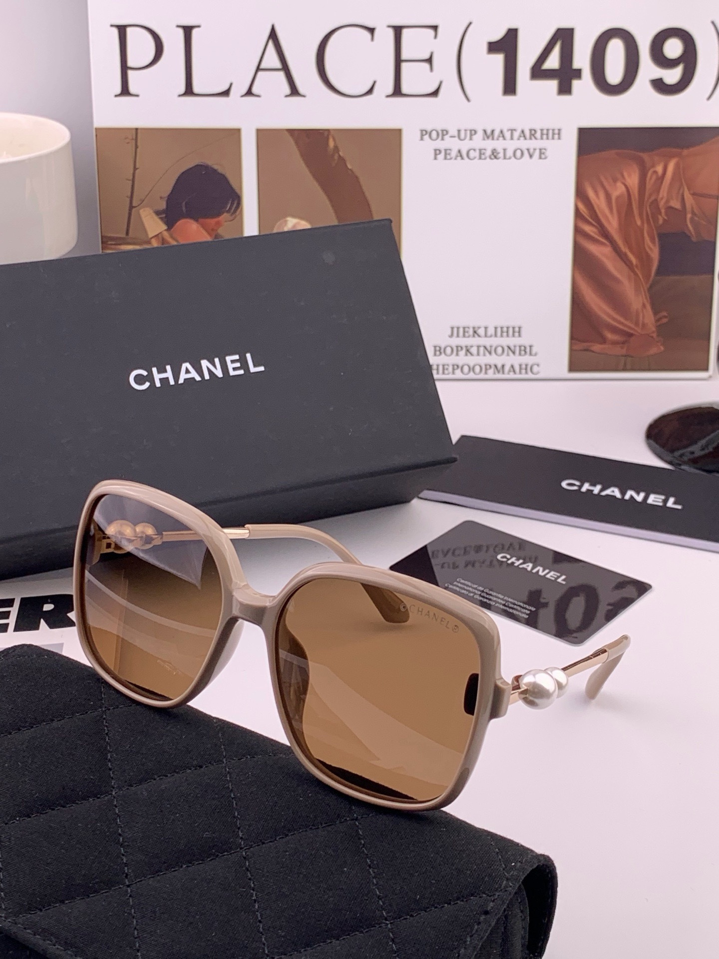 🔺CHANEL🔻官方早春新款，众多明星同款[色]香奈儿‼️‼️新款珍珠大框偏光墨镜 ，🌈🌈宝丽来超清偏光太阳镜🔝🔝型号：