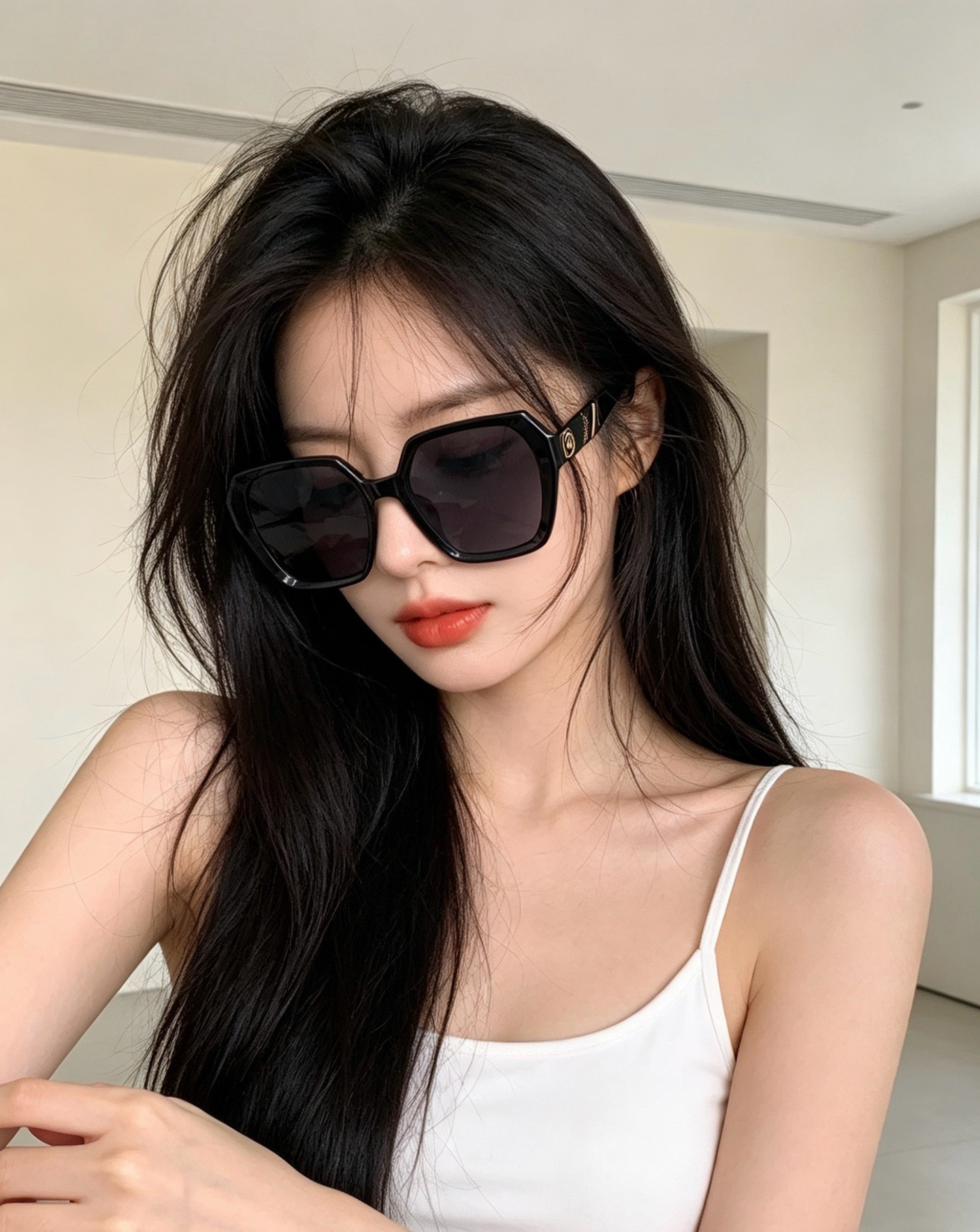 🔺CHANEL🔻官方早春新款，众多明星同款[色]香奈儿‼️‼️新款大框墨镜 ，🌈🌈宝丽来超清太阳镜🔝🔝型号：CH8402