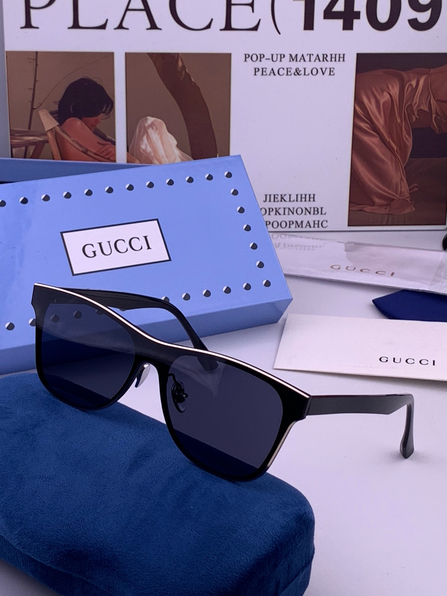 连体镜GUCCI 开春新款一体镜 大框太阳镜男女同款 😎  爆款大框尼龙太阳镜 超逼格超酷  镜腿品牌设计感强 nice