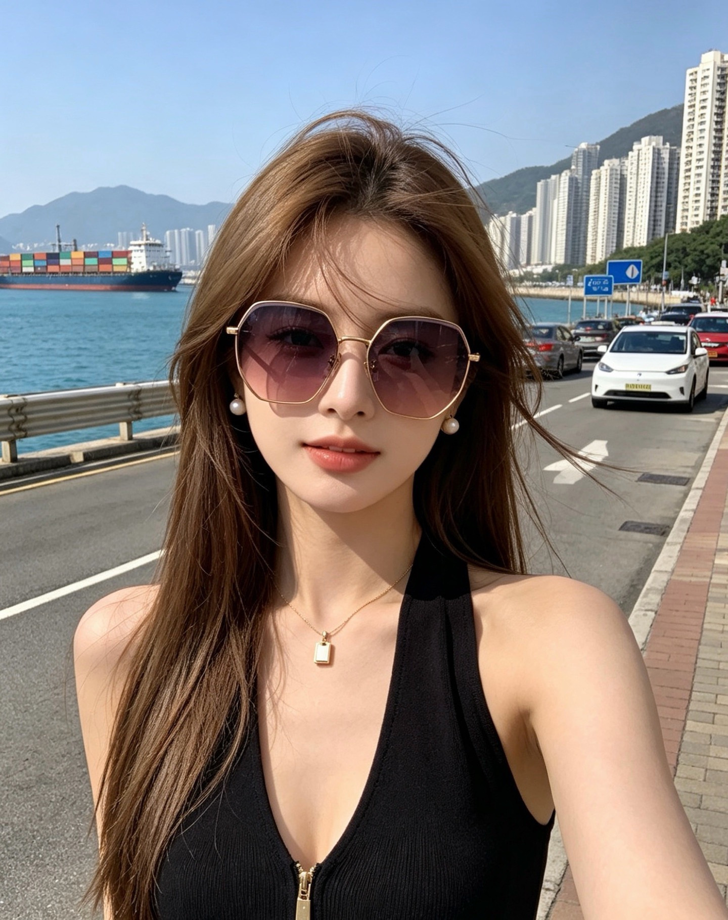 【CHANEL】香奈儿  新款尼龙偏光太眼镜，无框钻石 切边更有质感，大气女人范儿，大脸小脸都好看 ！型号：CH8201