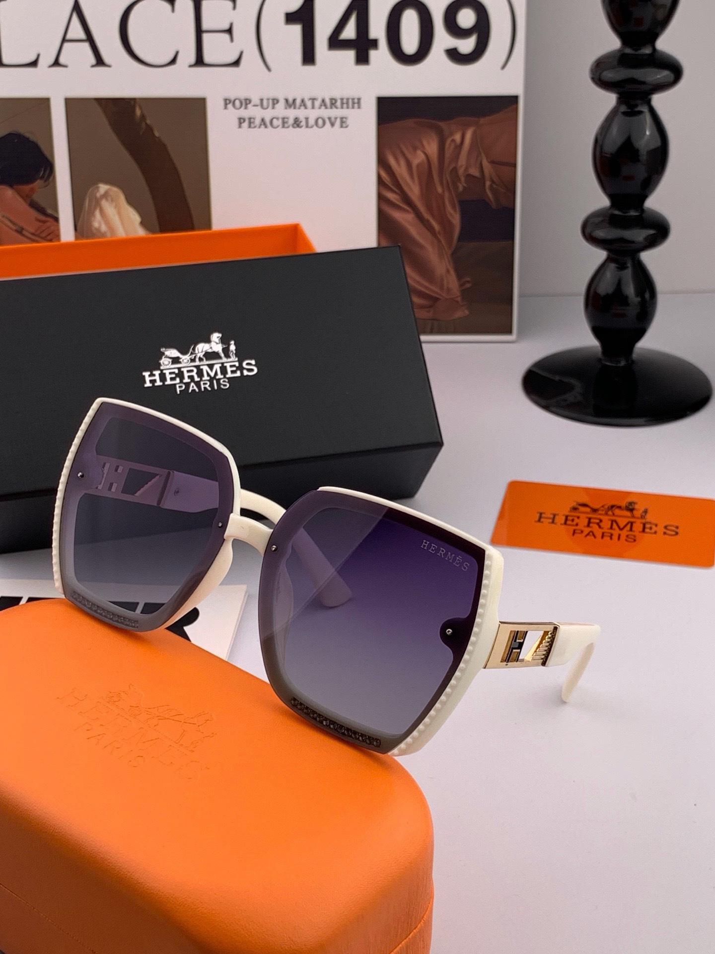 新款 爱马仕女士偏光太阳镜🕶️ 宝丽来高清镜片🎉高品质TR-90镜框 时尚百搭！ 型号：H2230