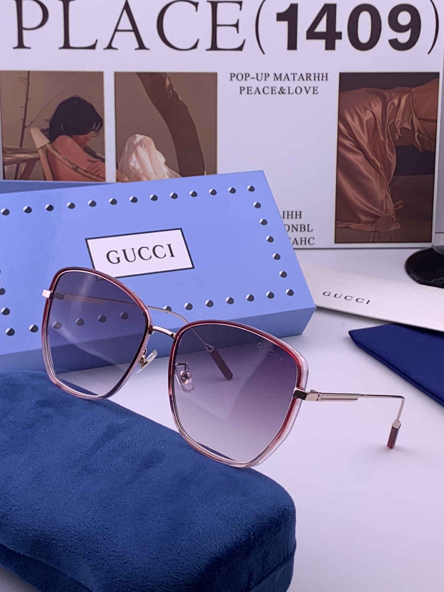【尼龙偏光系列】GUCCI太阳镜墨圆框设计，不挑脸型，无论搭配大衣还是连衣裙都非常显气质偏光镜片预防紫外线  型号：G4