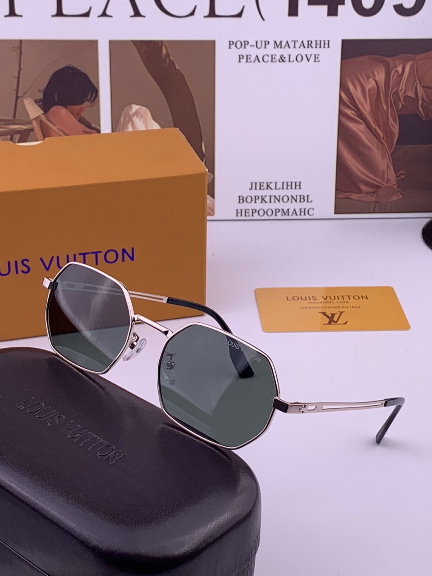 Lv 。  高品质男女款墨镜   👍 进口宝丽来偏光镜片  。蛤蟆镜 开车钓鱼都可 。百搭显瘦墨镜韩版男士飞行员大框司机