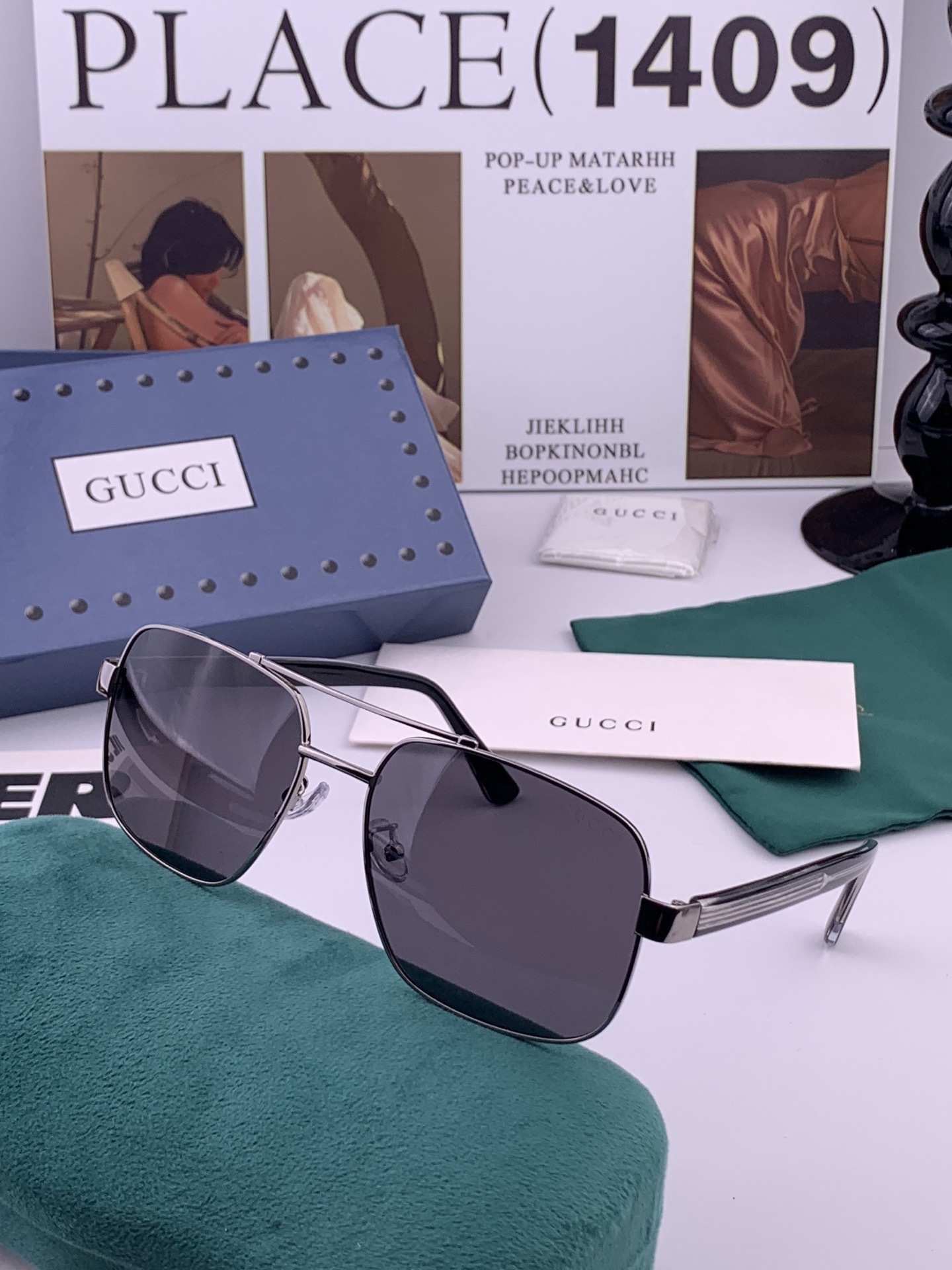Gucci 。  高品质男女款墨镜   👍 进口宝丽来偏光镜片  。蛤蟆镜 开车钓鱼都可 。百搭显瘦墨镜韩版男士飞行员大