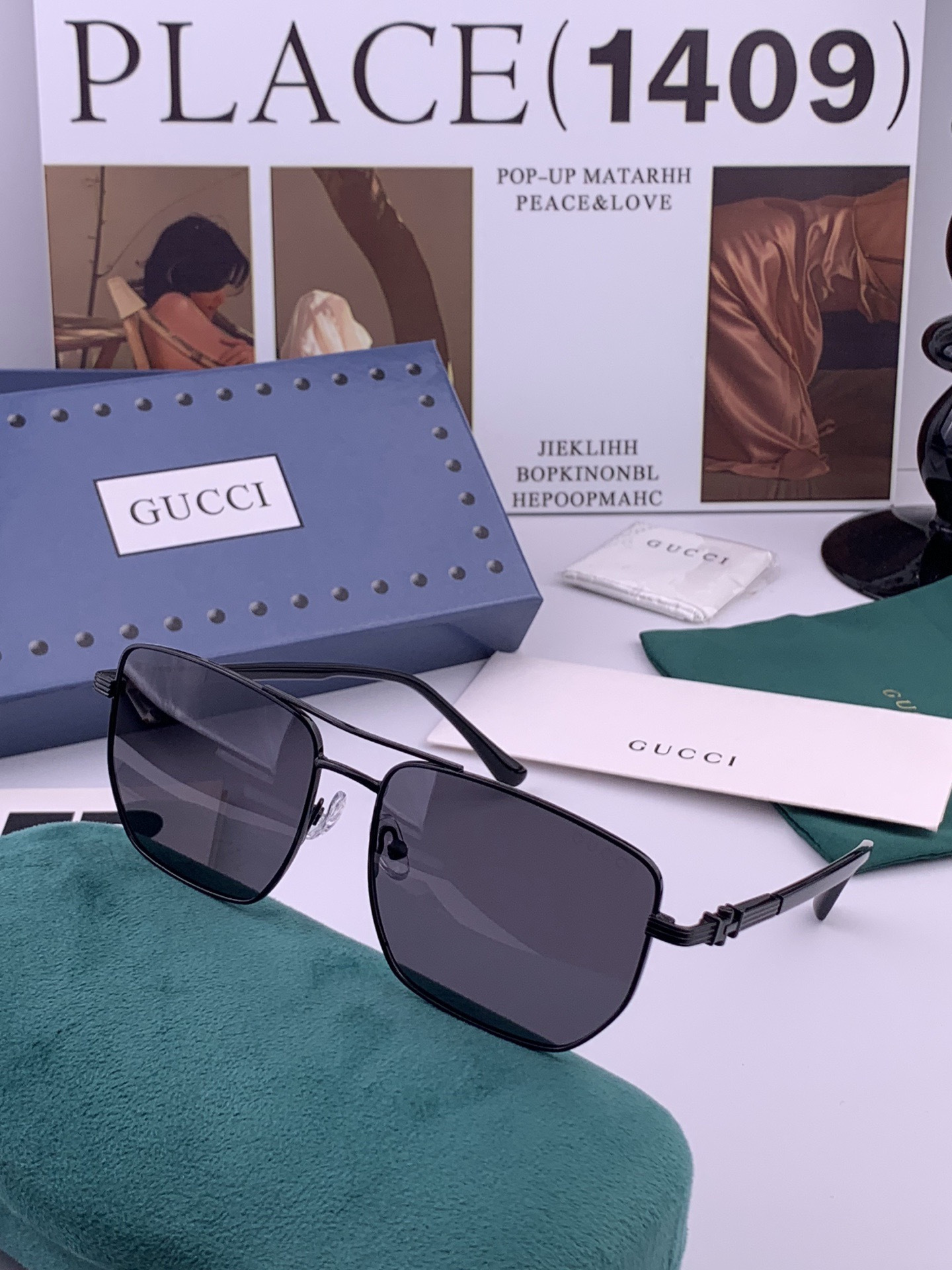 Gucci 。  高品质男女款墨镜   👍 进口宝丽来偏光镜片  。蛤蟆镜 开车钓鱼都可 。百搭显瘦墨镜韩版男士飞行员大