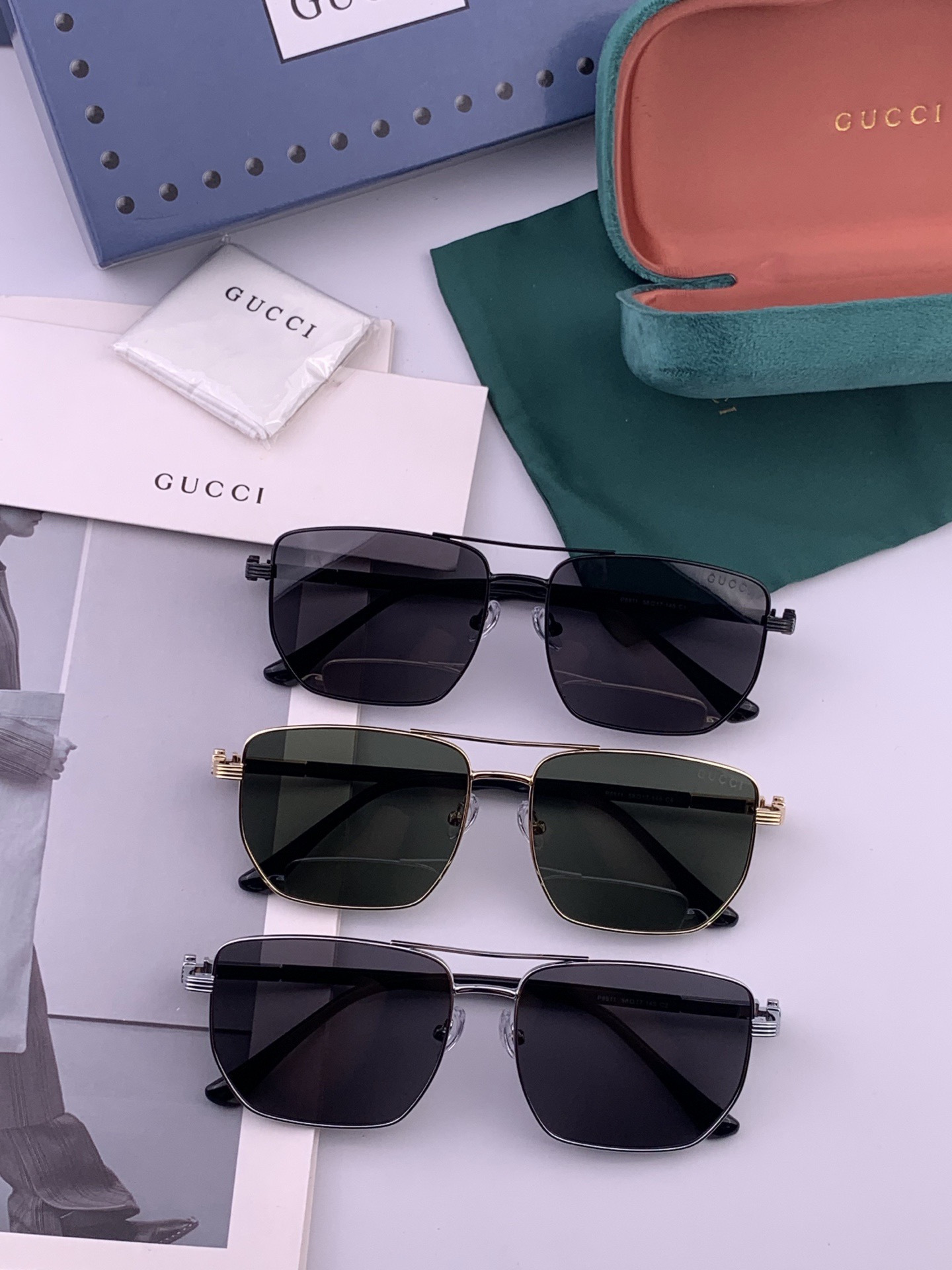 Gucci 。  高品质男女款墨镜   👍 进口宝丽来偏光镜片  。蛤蟆镜 开车钓鱼都可 。百搭显瘦墨镜韩版男士飞行员大