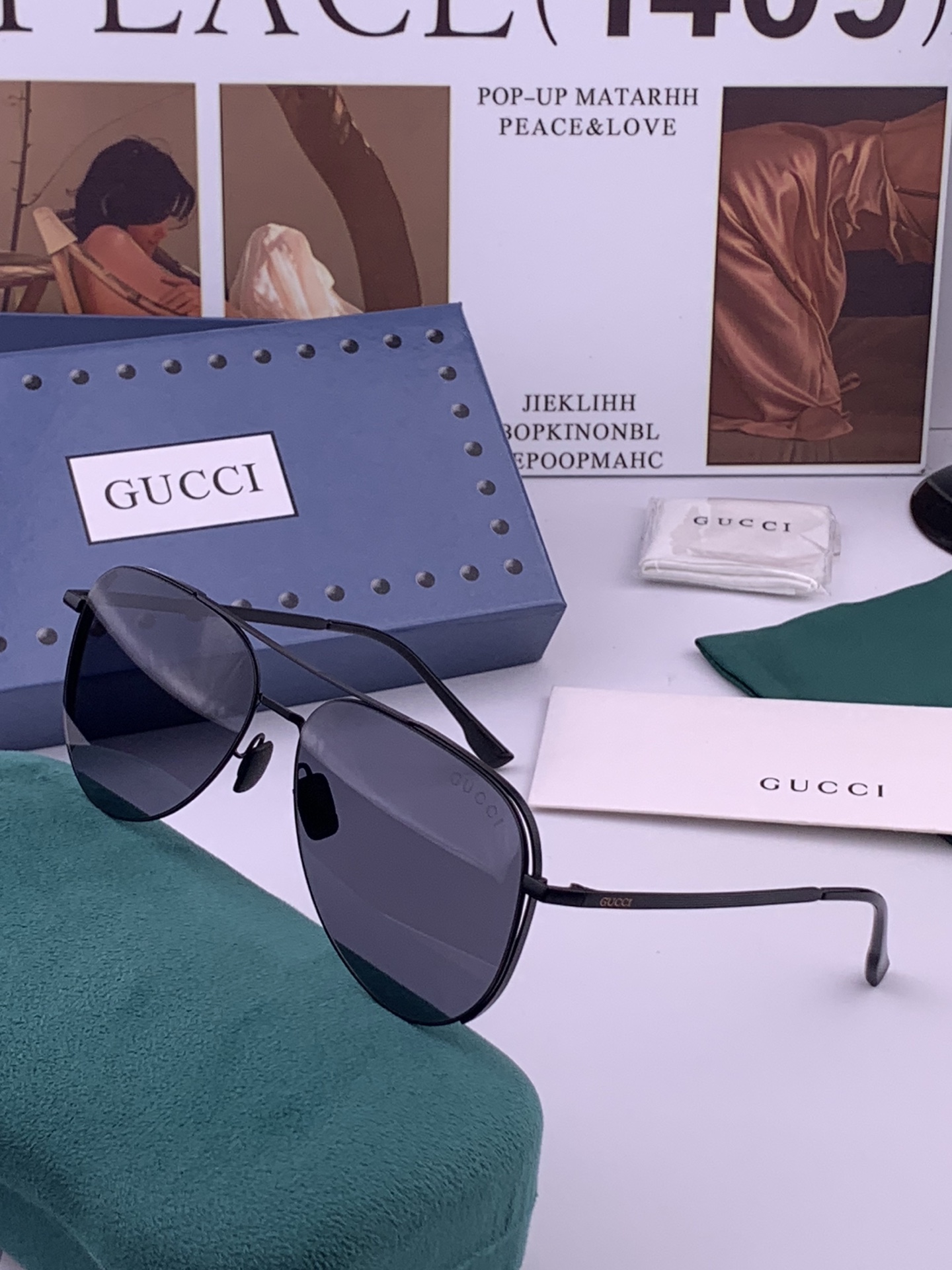GUCCI 新款男女情侣款太阳镜多边形墨镜i 🉐️电镀永不褪色 超轻超有弹性整幅眼镜无螺丝重要的是压不坏 高清尼龙镜片、