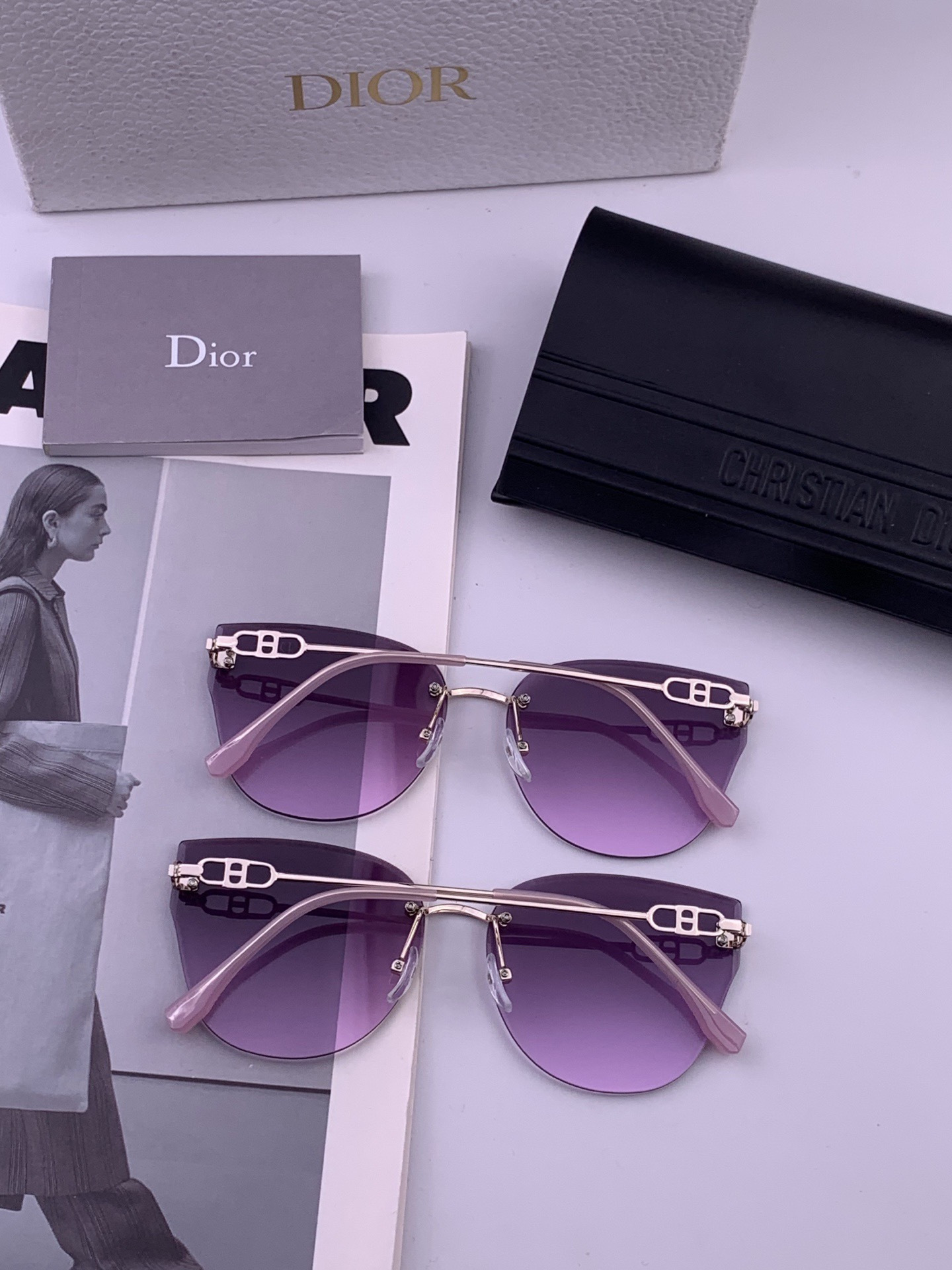 DIOR🌋☔️时尚无框太阳镜镜片 顶级奢侈品[强] 高品质[胜利][亲亲]🍦🍨 [得意] 气质非凡😄 🍫🍪女士开车墨镜[