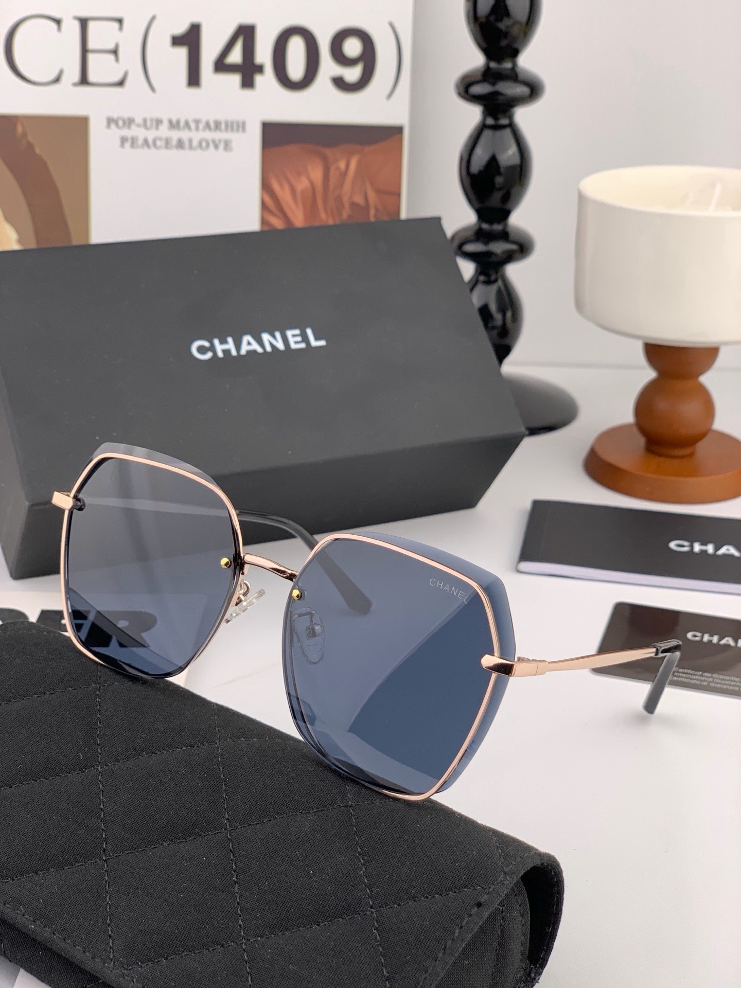 【CHANEL】香奈儿  新款尼龙偏光太眼镜，无框钻石 切边更有质感，大气女人范儿，大脸小脸都好看 ！型号：CH2201