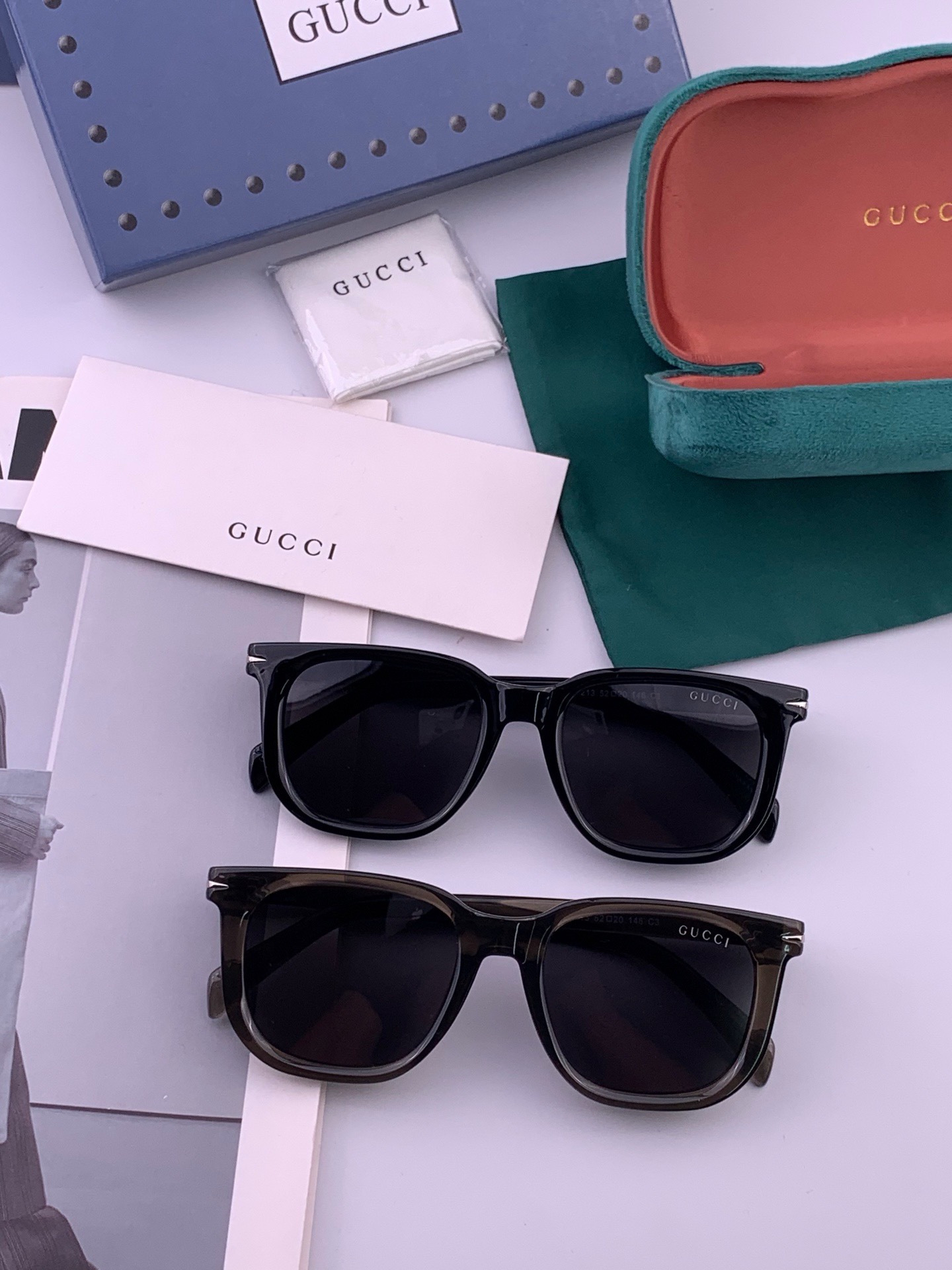 🔺 【GUCCI】开春新款 潮流爆款 时尚方框偏光太阳镜 高品质 佩戴舒适 网红潮款墨镜 女士高清尼龙偏光太阳镜🕶️ 🎉