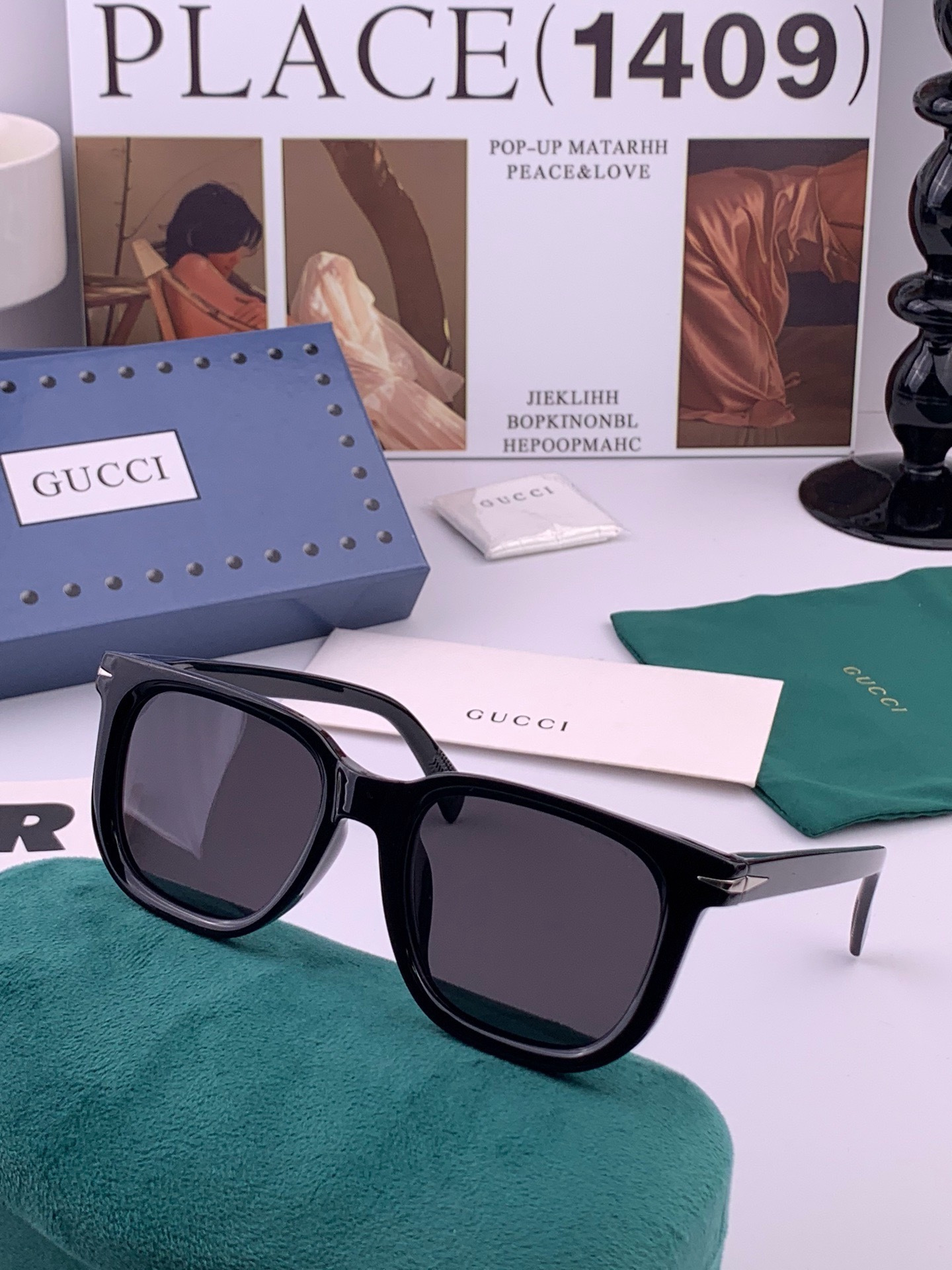 🔺 【GUCCI】开春新款 潮流爆款 时尚方框偏光太阳镜 高品质 佩戴舒适 网红潮款墨镜 女士高清尼龙偏光太阳镜🕶️ 🎉