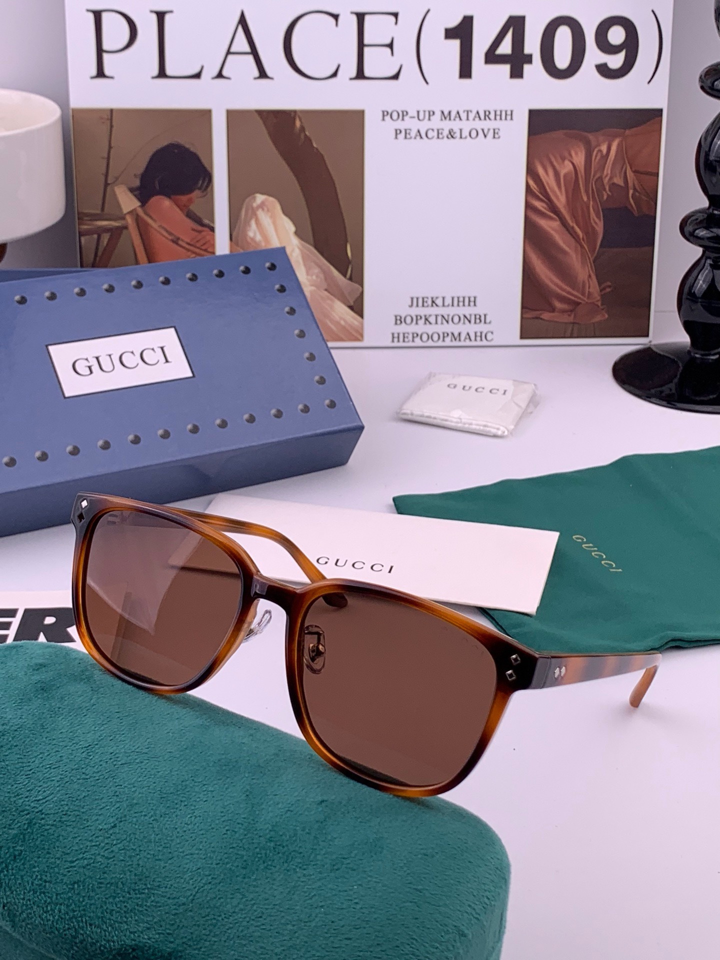 🔺 【GUCCI】开春新款 潮流爆款 时尚方框偏光太阳镜 高品质 佩戴舒适 网红潮款墨镜 女士高清尼龙偏光太阳镜🕶️ 🎉