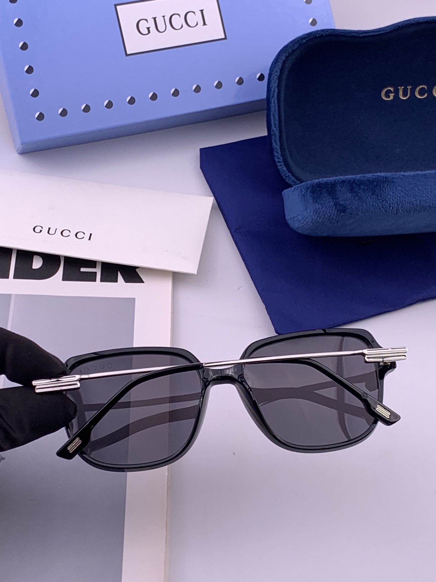 🔺 【GUCCI】开春新款 潮流爆款 时尚方框偏光太阳镜 高品质 佩戴舒适 网红潮款墨镜 女士高清尼龙偏光太阳镜🕶️ 🎉