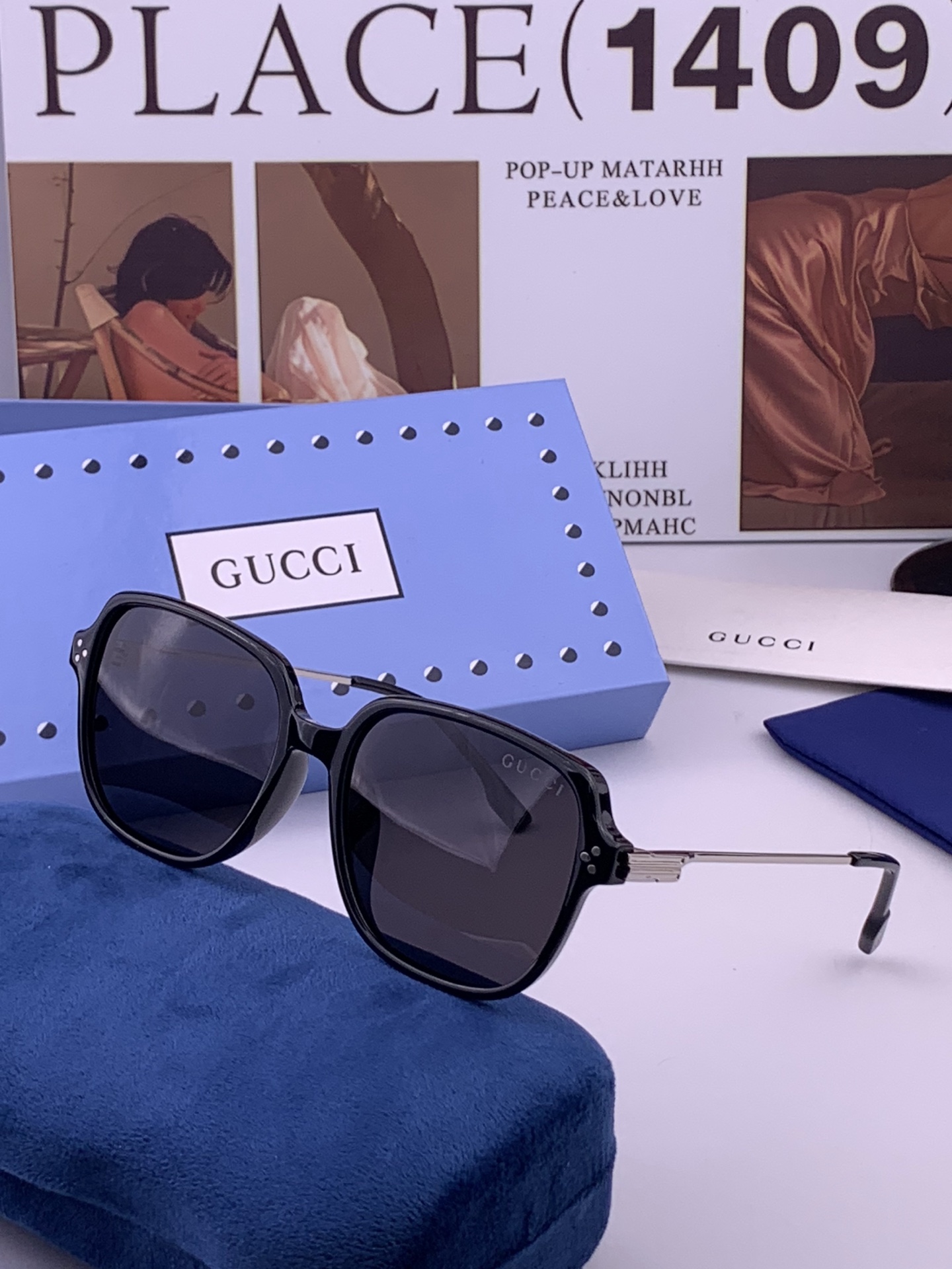 🔺 【GUCCI】开春新款 潮流爆款 时尚方框偏光太阳镜 高品质 佩戴舒适 网红潮款墨镜 女士高清尼龙偏光太阳镜🕶️ 🎉