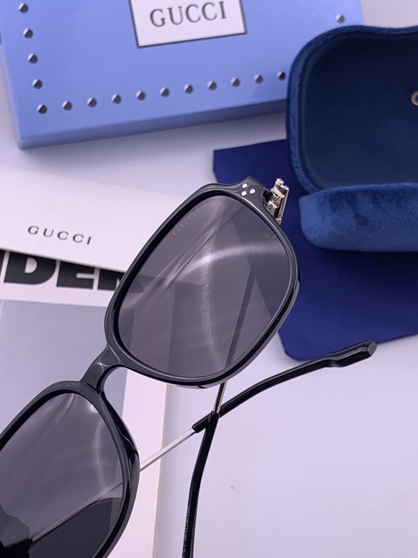 🔺 【GUCCI】开春新款 潮流爆款 时尚方框偏光太阳镜 高品质 佩戴舒适 网红潮款墨镜 女士高清尼龙偏光太阳镜🕶️ 🎉