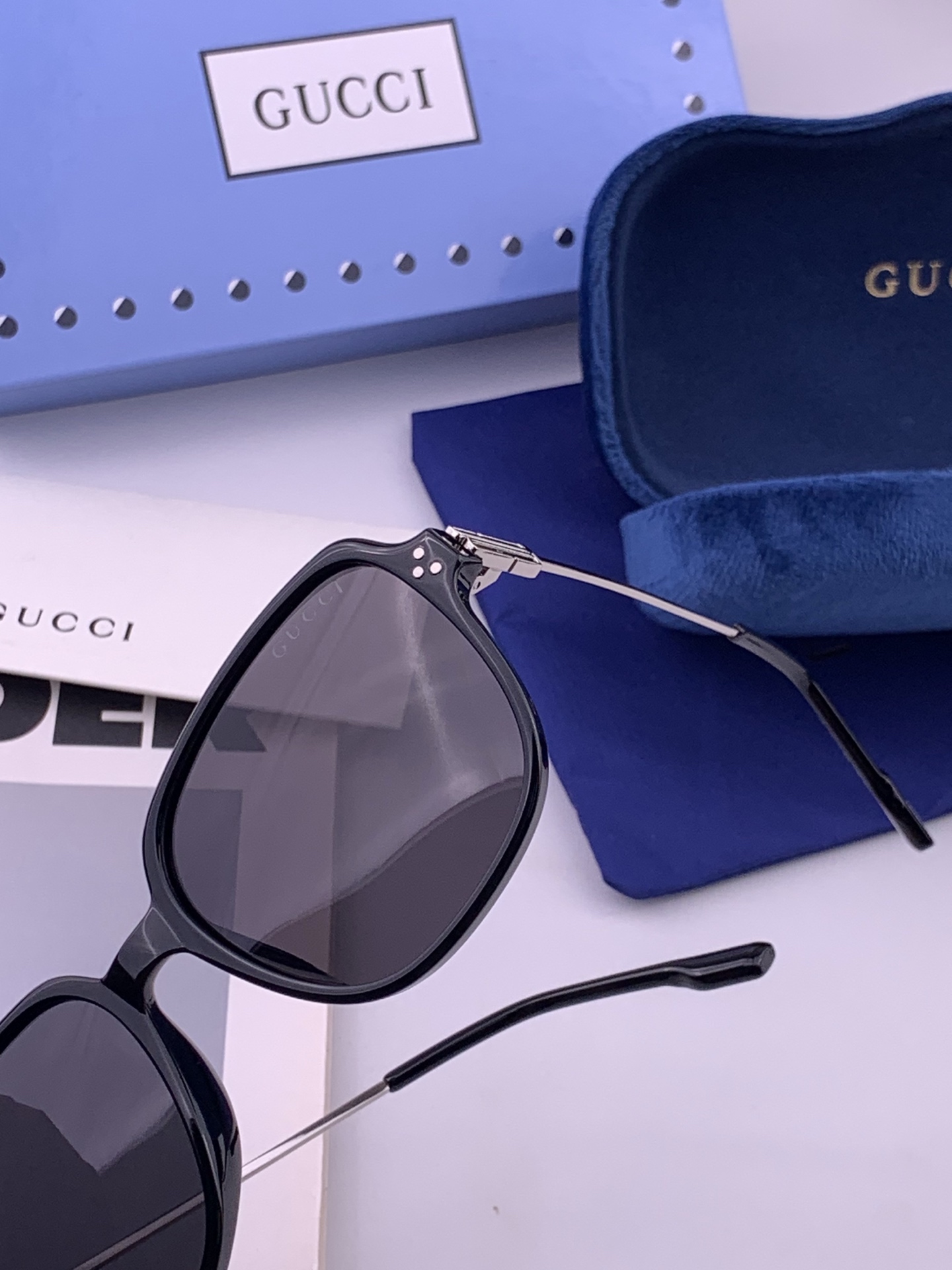 🔺 【GUCCI】开春新款 潮流爆款 时尚方框偏光太阳镜 高品质 佩戴舒适 网红潮款墨镜 女士高清尼龙偏光太阳镜🕶️ 🎉