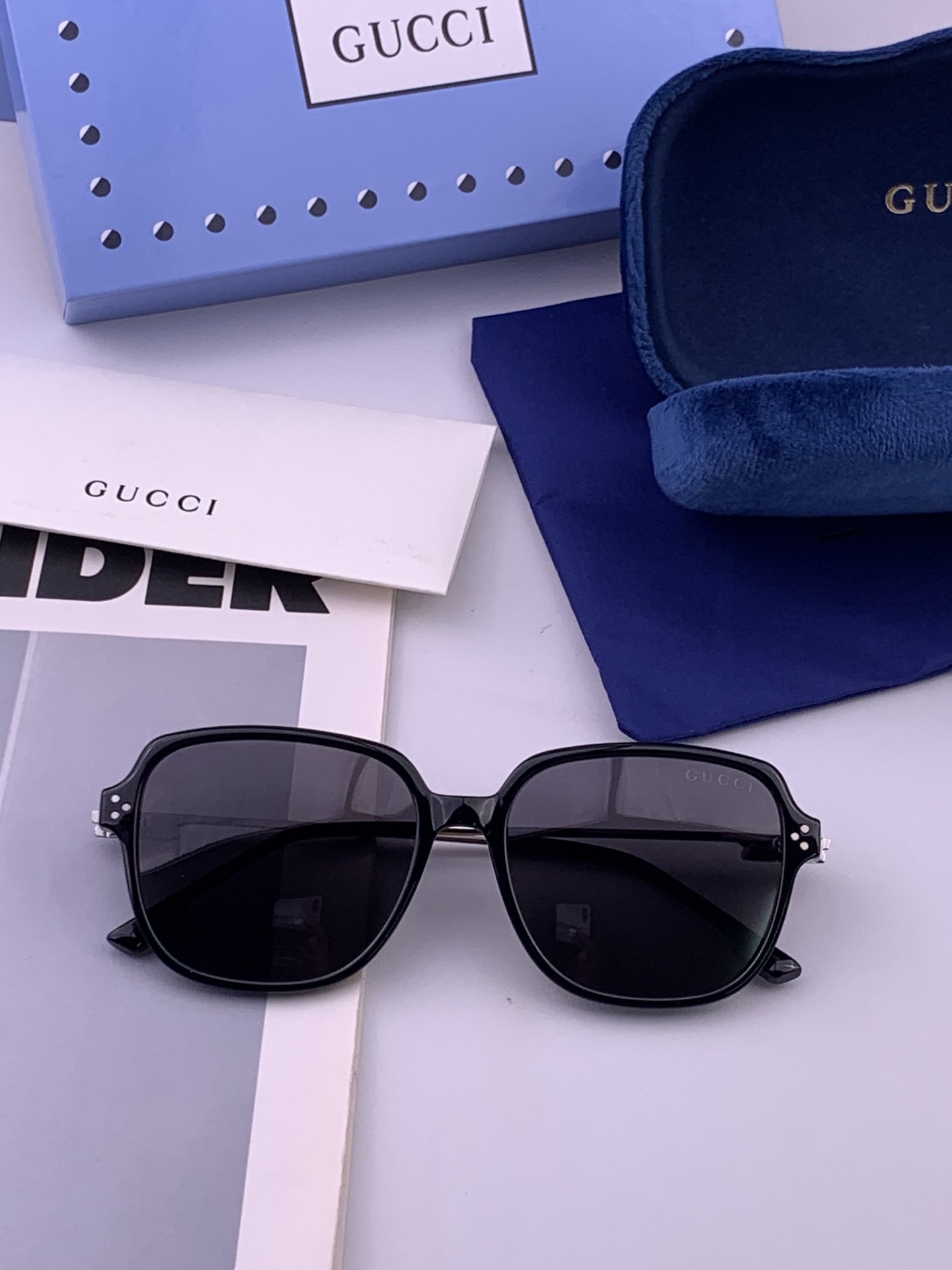 🔺 【GUCCI】开春新款 潮流爆款 时尚方框偏光太阳镜 高品质 佩戴舒适 网红潮款墨镜 女士高清尼龙偏光太阳镜🕶️ 🎉