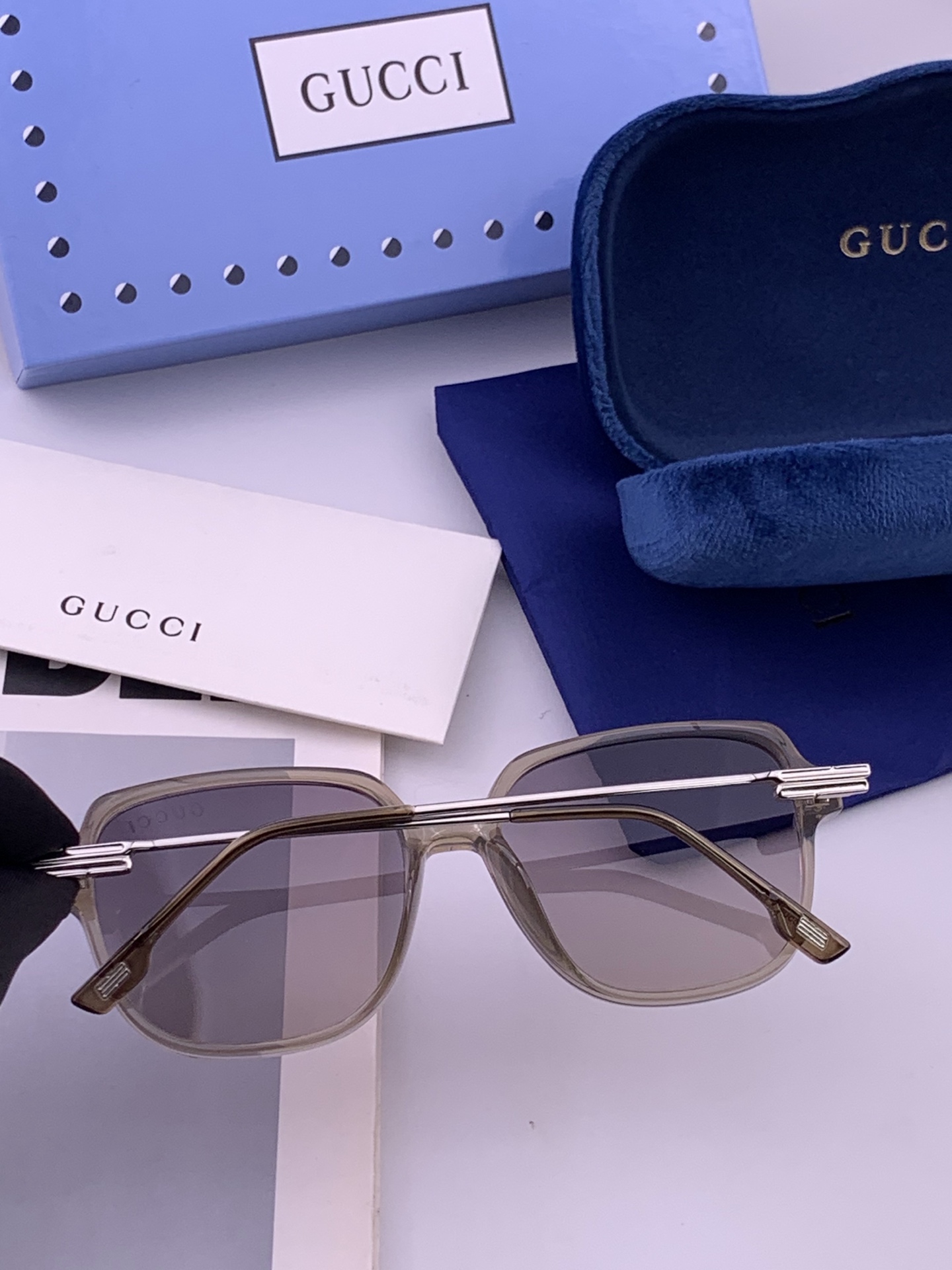 🔺 【GUCCI】开春新款 潮流爆款 时尚方框偏光太阳镜 高品质 佩戴舒适 网红潮款墨镜 女士高清尼龙偏光太阳镜🕶️ 🎉