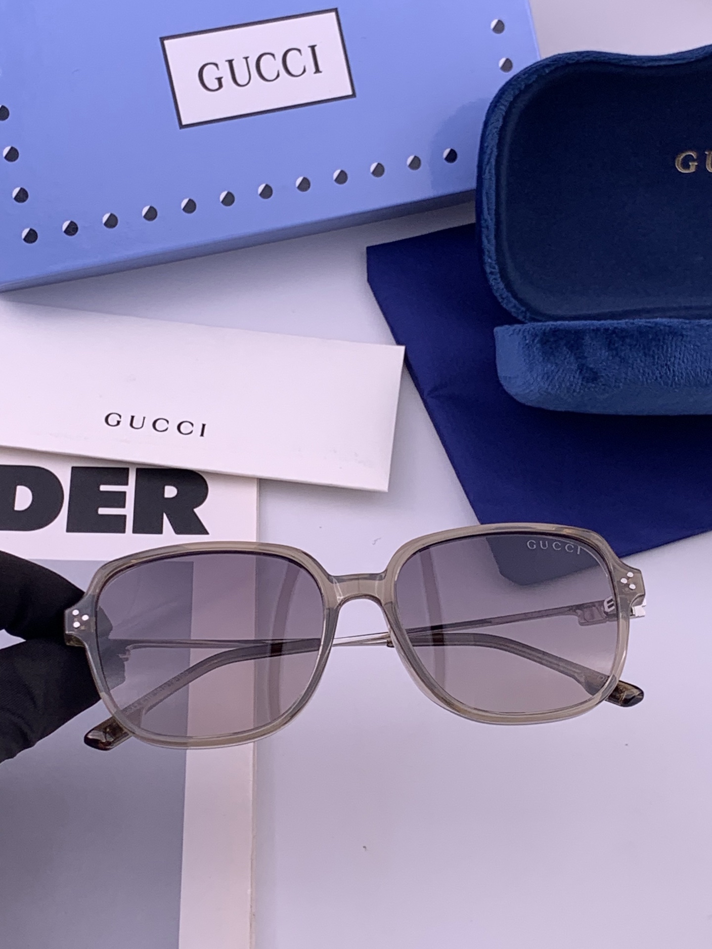 🔺 【GUCCI】开春新款 潮流爆款 时尚方框偏光太阳镜 高品质 佩戴舒适 网红潮款墨镜 女士高清尼龙偏光太阳镜🕶️ 🎉