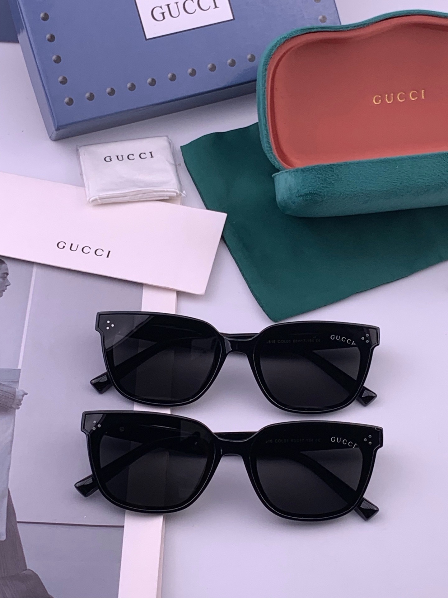 GUCCI  新款尼龙偏光太眼镜，情侣款时尚方框太阳镜佩戴舒适网红潮流款墨镜，大气女人范儿，大脸小脸都好看 ！型号：G6