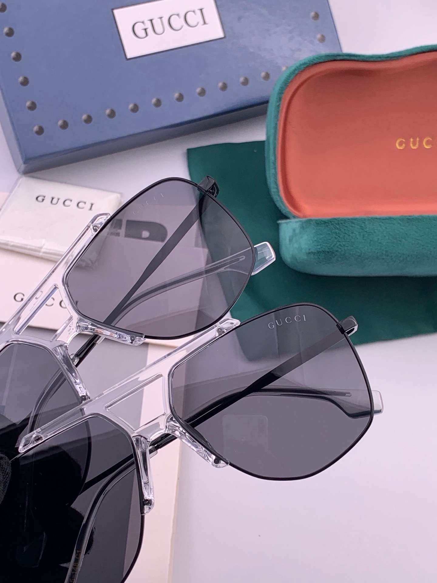 🔺 【GUCCI】开春新款 潮流爆款 时尚方框偏光太阳镜 高品质 佩戴舒适 网红潮款墨镜 女士高清尼龙偏光太阳镜🕶️ 🎉