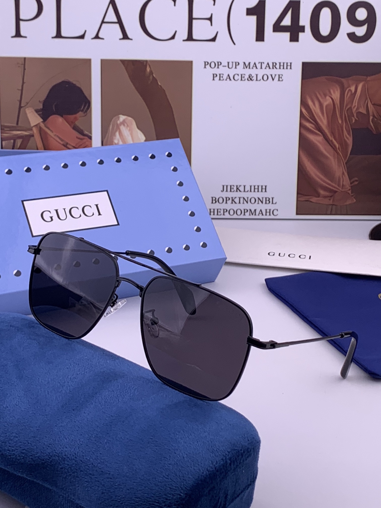 Gucci 。  高品质男女款墨镜   👍 进口宝丽来偏光镜片  。蛤蟆镜 开车钓鱼都可 。百搭显瘦墨镜韩版男士飞行员大