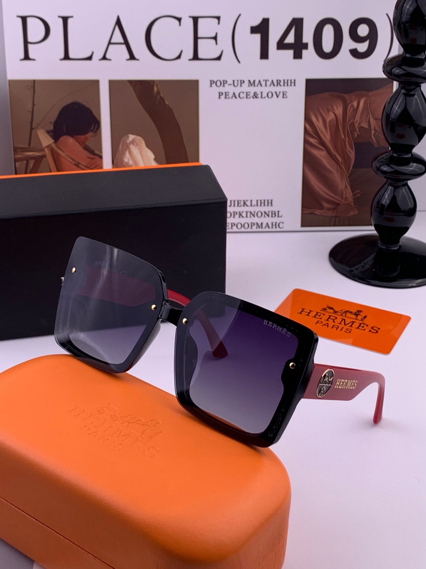 新款 爱马仕女士偏光太阳镜🕶️ 宝丽来高清镜片🎉高品质TR-90镜框 时尚百搭！ 型号：H47701