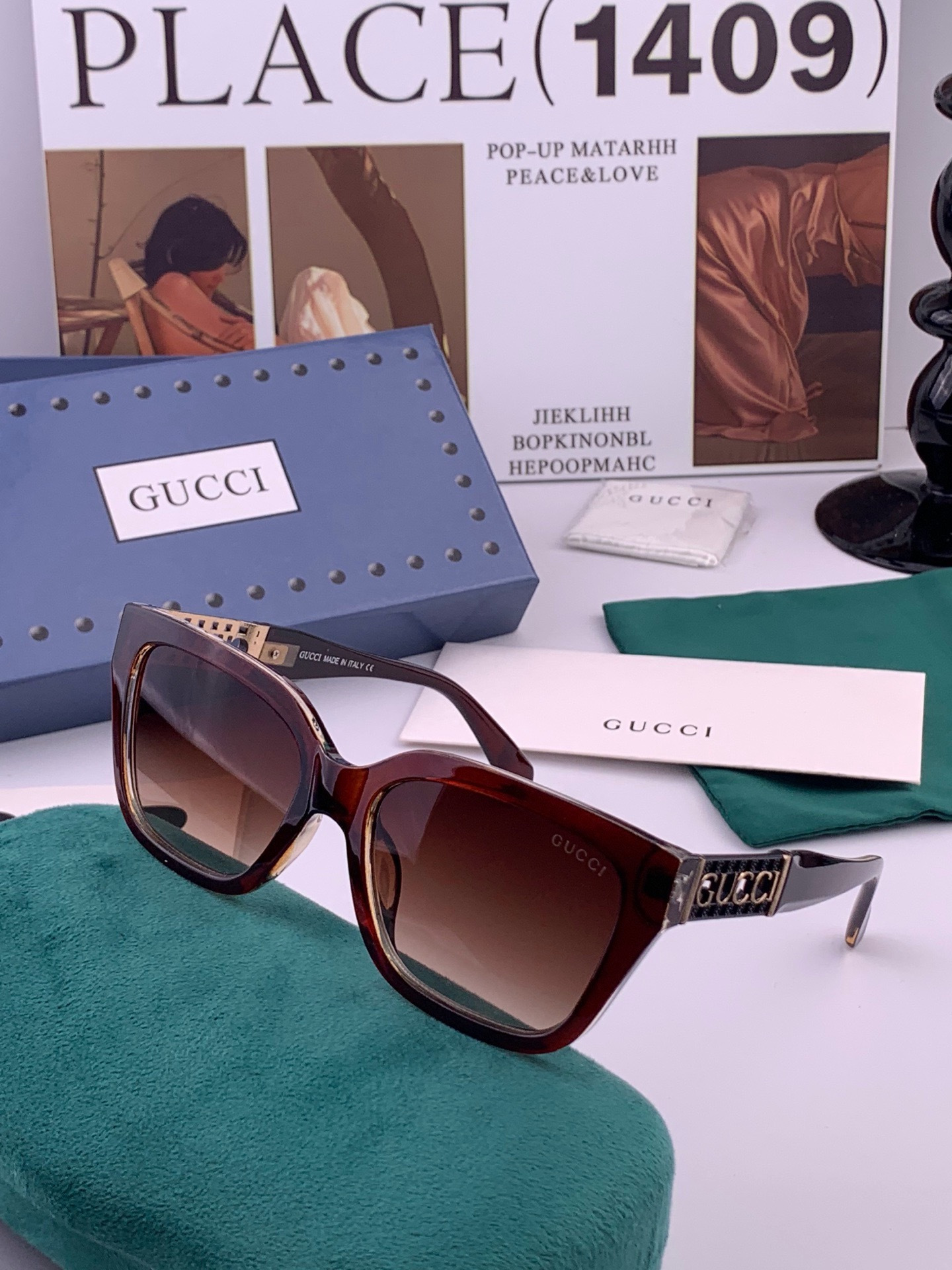 🔺 【GUCCI】开春新款 潮流爆款 时尚方框太阳镜 高品质 佩戴舒适 网红潮款墨镜 型号：G16911