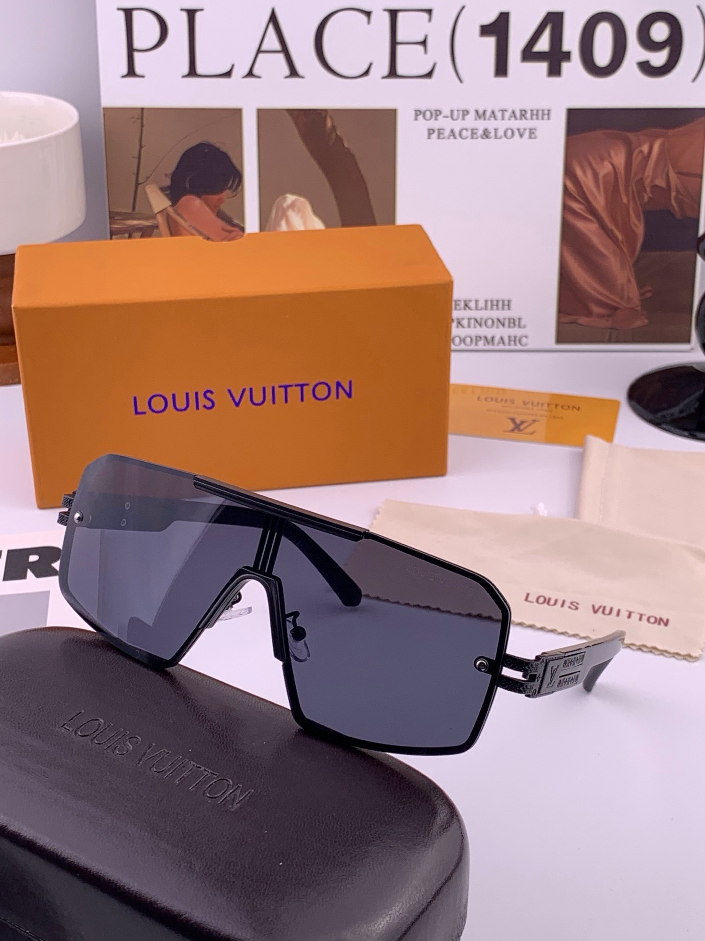 LV🔥高品质男女款”太阳镜🔥 开车钓鱼都可🔥百搭显瘦墨镜韩版男士飞行员大框司机开车防紫外线太阳镜，型号：L71757
