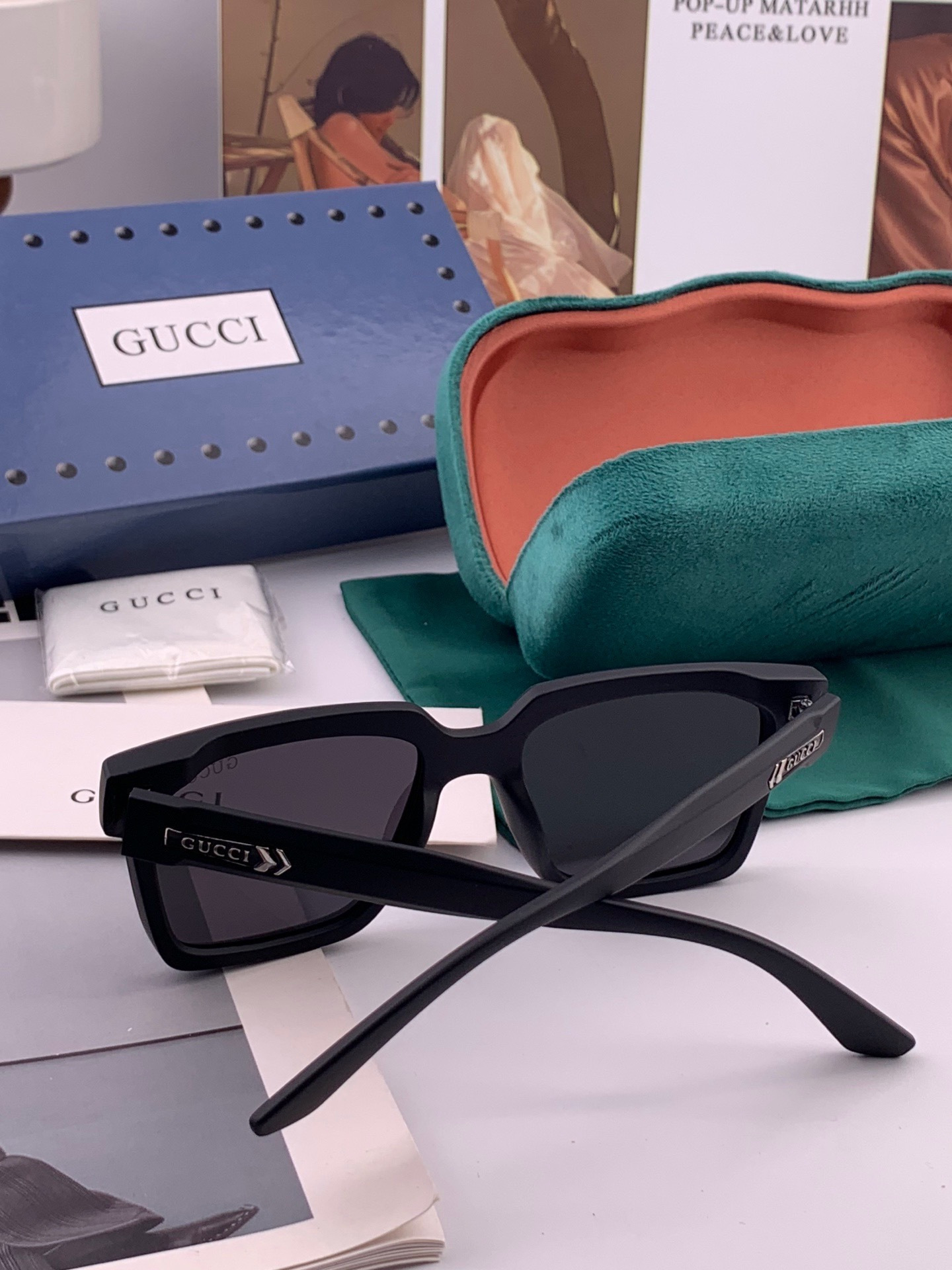 🔺 【GUCCI-偏光太阳镜】开春新款 潮流爆款 时尚方框偏光太阳镜 高品质 佩戴舒适 网红潮款墨镜 女士高清偏光太阳镜