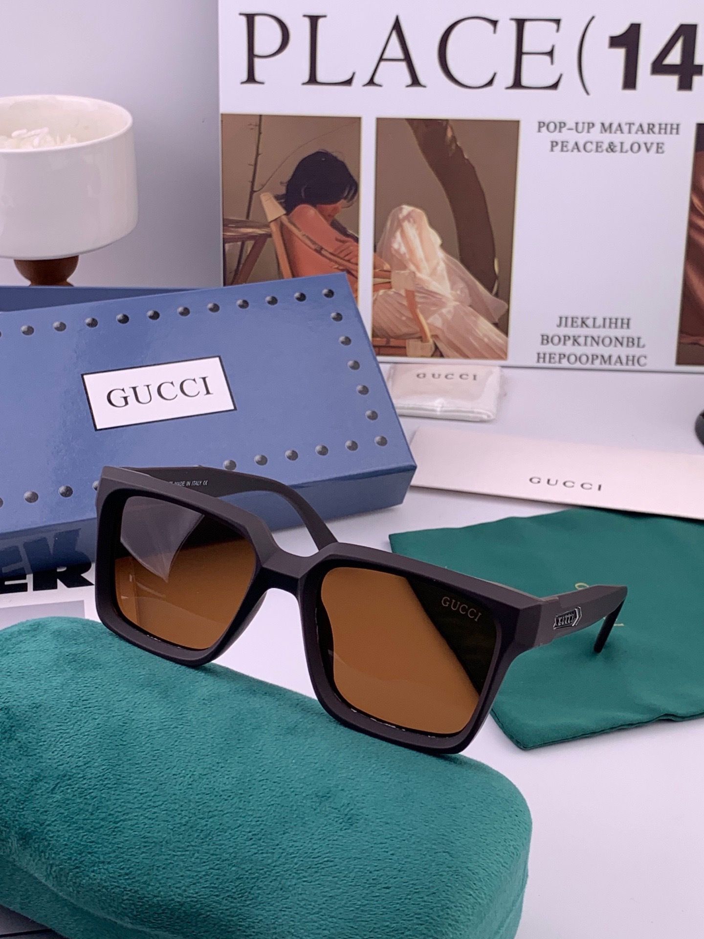 🔺 【GUCCI-偏光太阳镜】开春新款 潮流爆款 时尚方框偏光太阳镜 高品质 佩戴舒适 网红潮款墨镜 女士高清偏光太阳镜