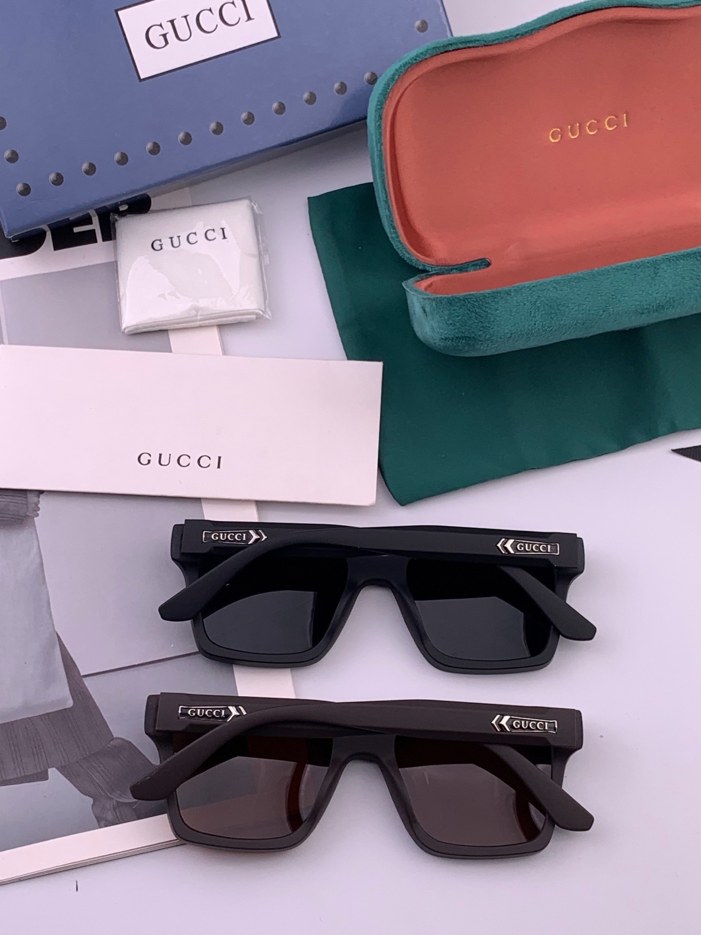 🔺 【GUCCI-偏光太阳镜】开春新款 潮流爆款 时尚方框偏光太阳镜 高品质 佩戴舒适 网红潮款墨镜 女士高清偏光太阳镜