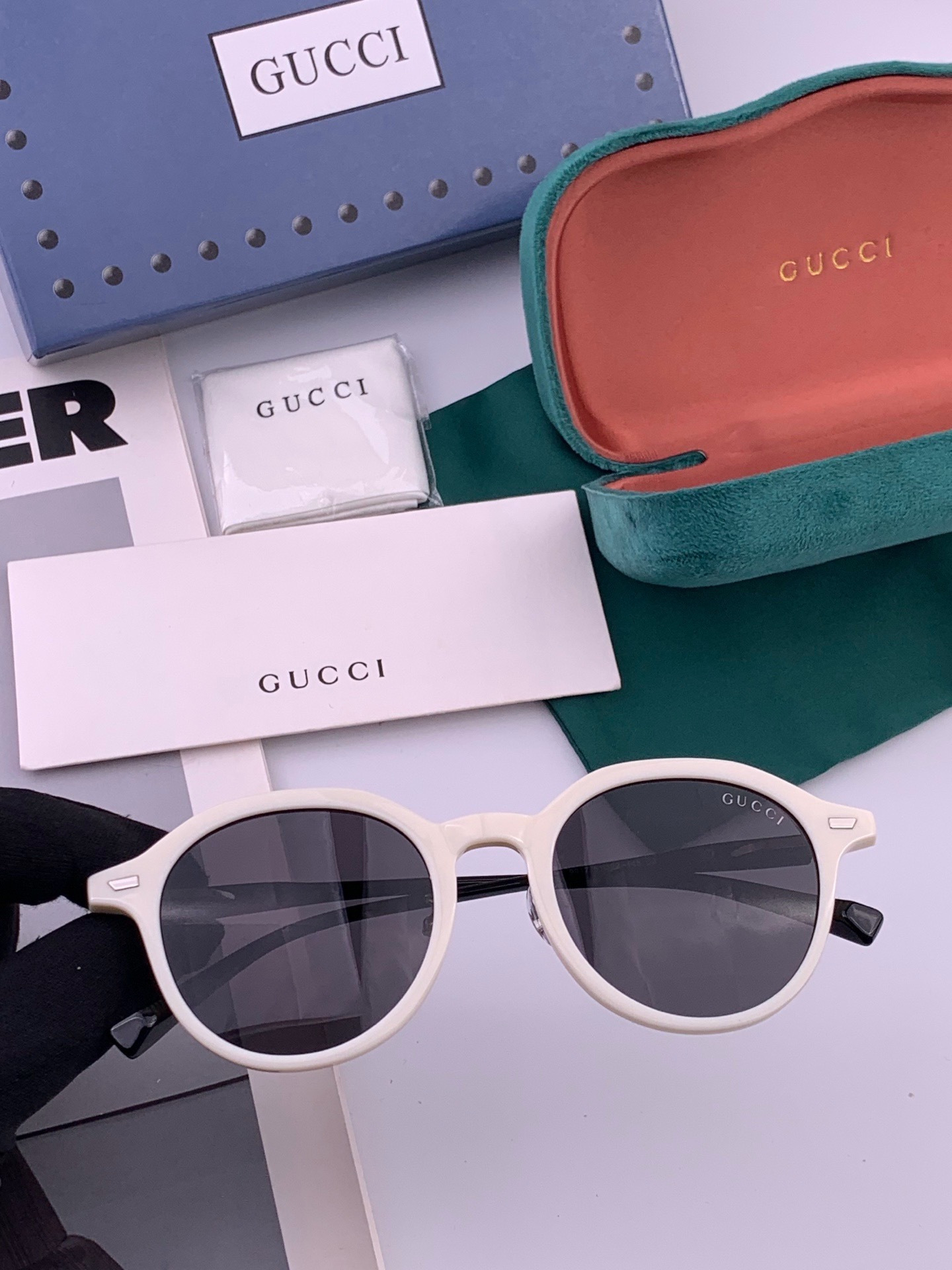 🔺 【GUCCI-偏光太阳镜】开春新款 潮流爆款 时尚小框偏光太阳镜 高品质 佩戴舒适 网红潮款墨镜 女士高清偏光太阳镜