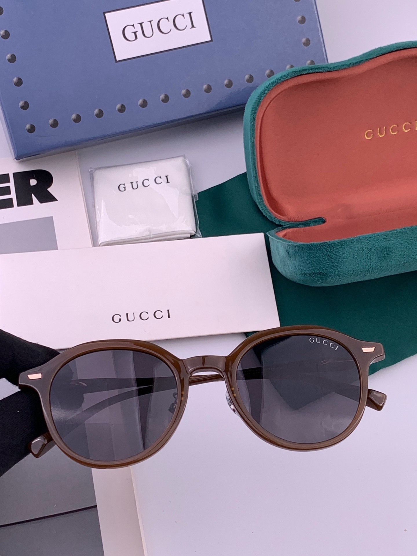 🔺 【GUCCI-偏光太阳镜】开春新款 潮流爆款 时尚小框偏光太阳镜 高品质 佩戴舒适 网红潮款墨镜 女士高清偏光太阳镜