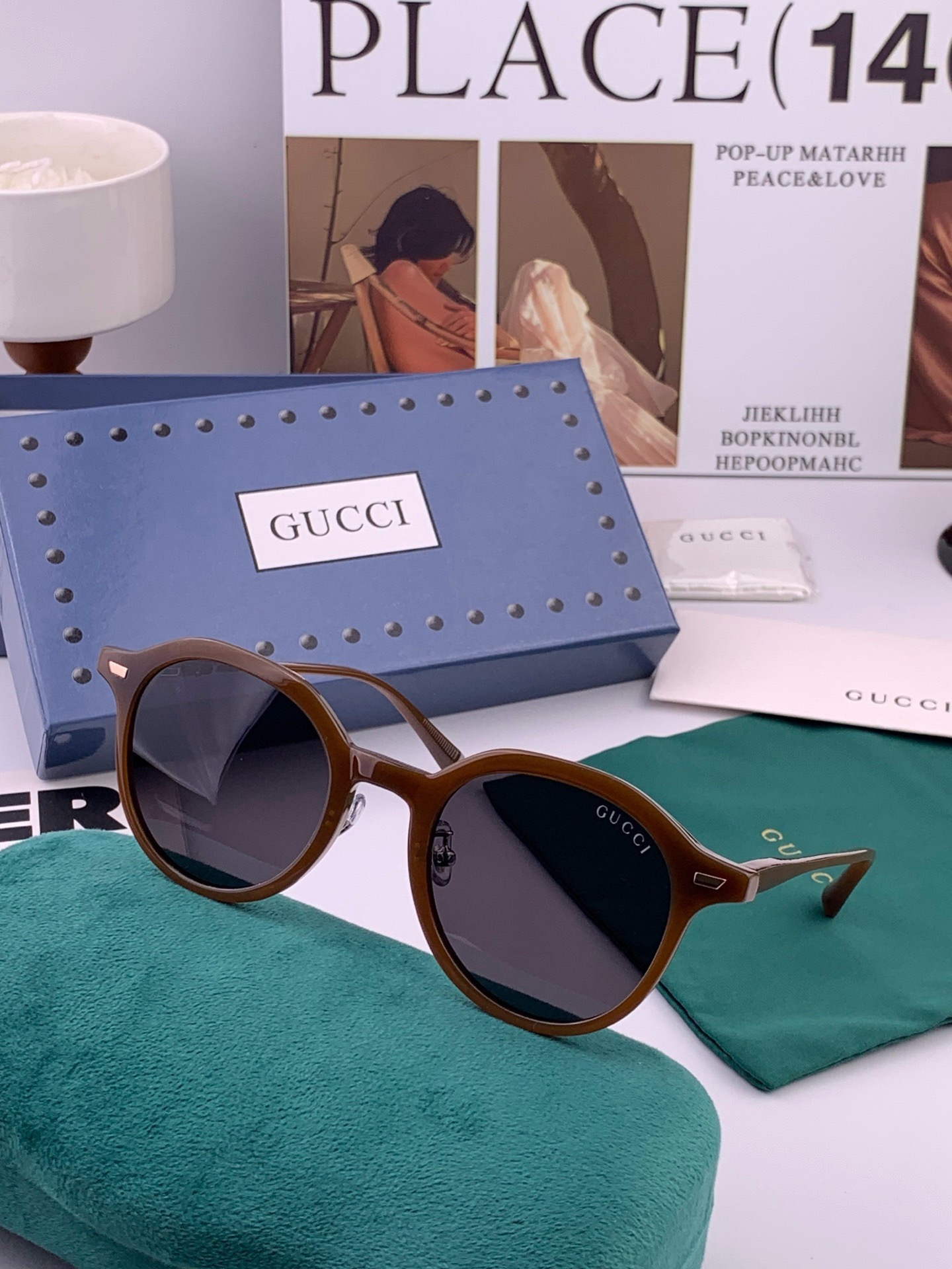 🔺 【GUCCI-偏光太阳镜】开春新款 潮流爆款 时尚小框偏光太阳镜 高品质 佩戴舒适 网红潮款墨镜 女士高清偏光太阳镜