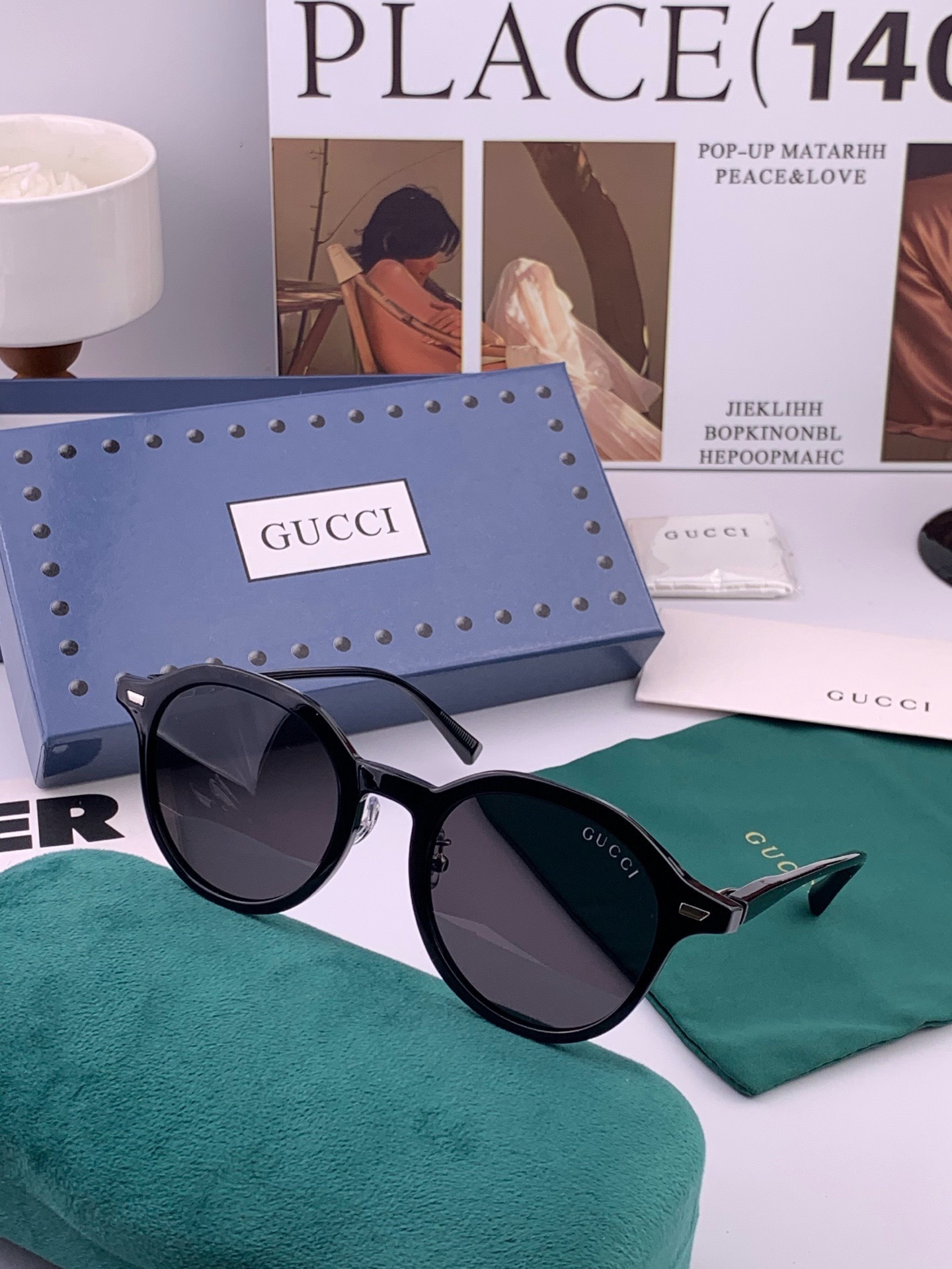 🔺 【GUCCI-偏光太阳镜】开春新款 潮流爆款 时尚小框偏光太阳镜 高品质 佩戴舒适 网红潮款墨镜 女士高清偏光太阳镜