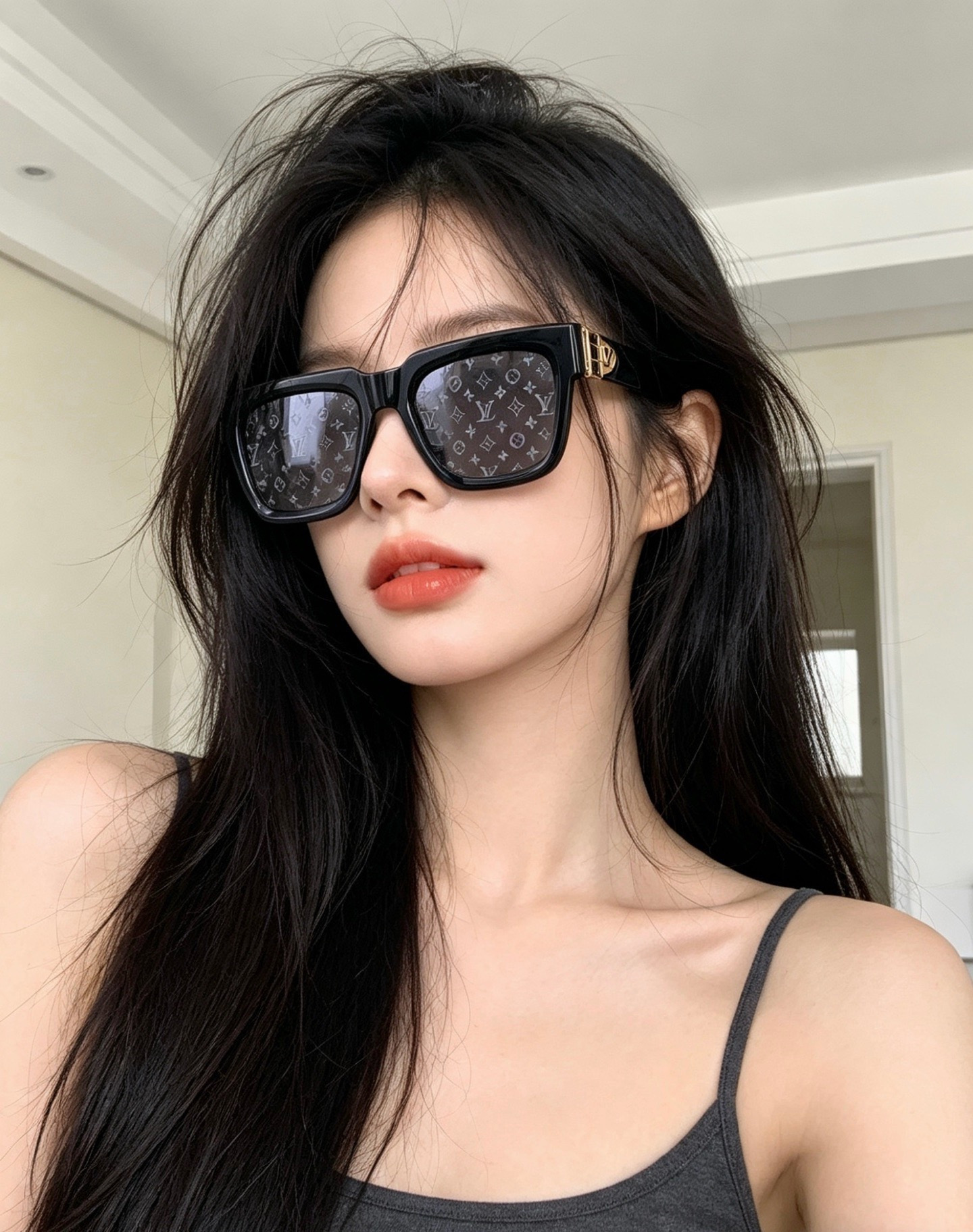 LV 新款女士方框太阳眼镜 开车墨镜 新款太阳镜  时尚大方 舒适轻盈 精致奢华 超轻 型号：L4443