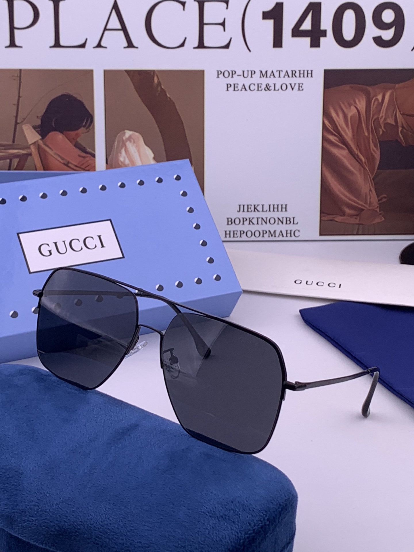GUCCI 男款炫彩飞行员偏光太阳镜 ❤️材质：高清尼龙加厚卡槽高清偏光镜片 🌹无边框镜架💕颜👍型号：G0702