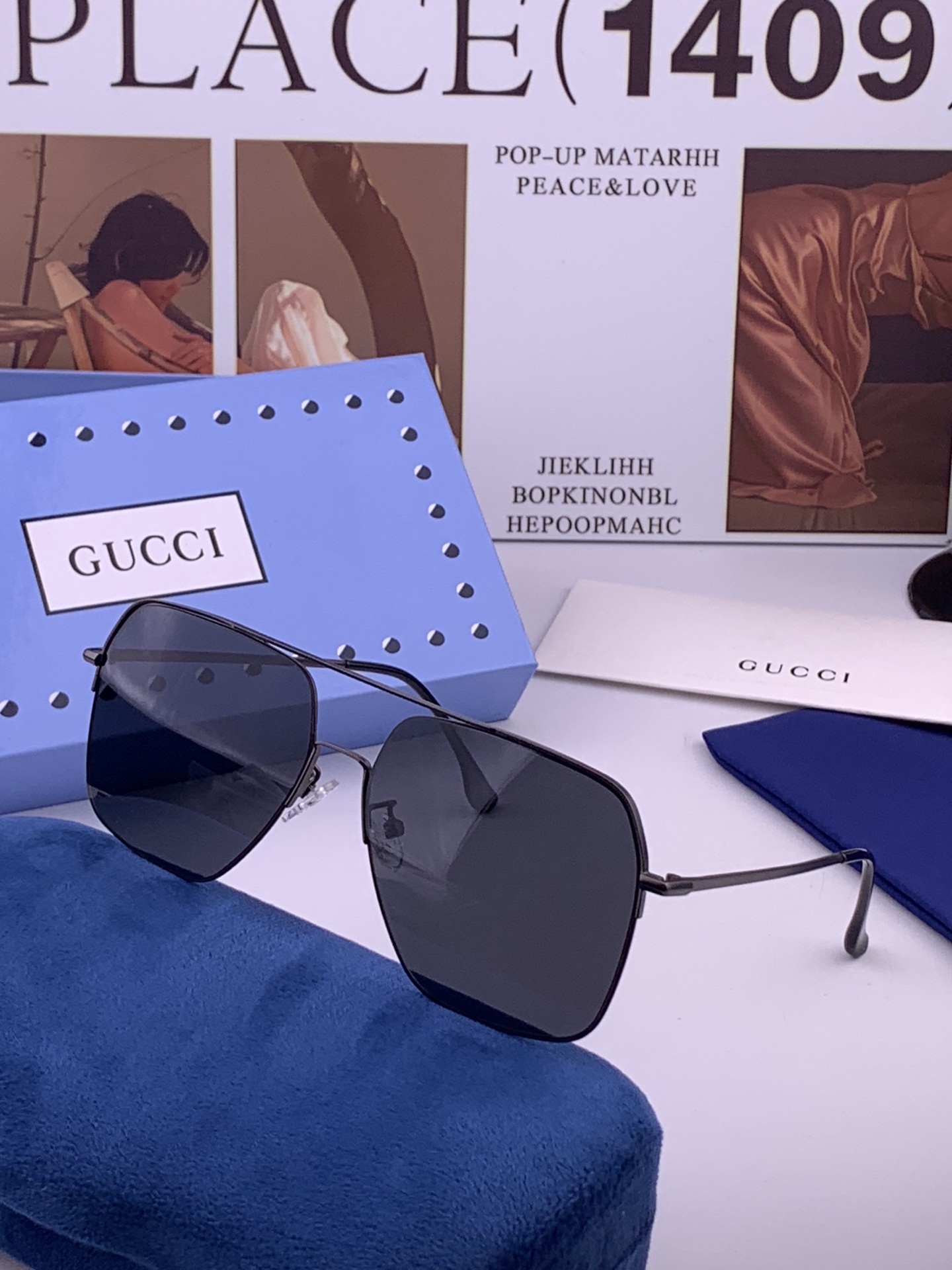 GUCCI 男款炫彩飞行员偏光太阳镜 ❤️材质：高清尼龙加厚卡槽高清偏光镜片 🌹无边框镜架💕颜👍型号：G0702