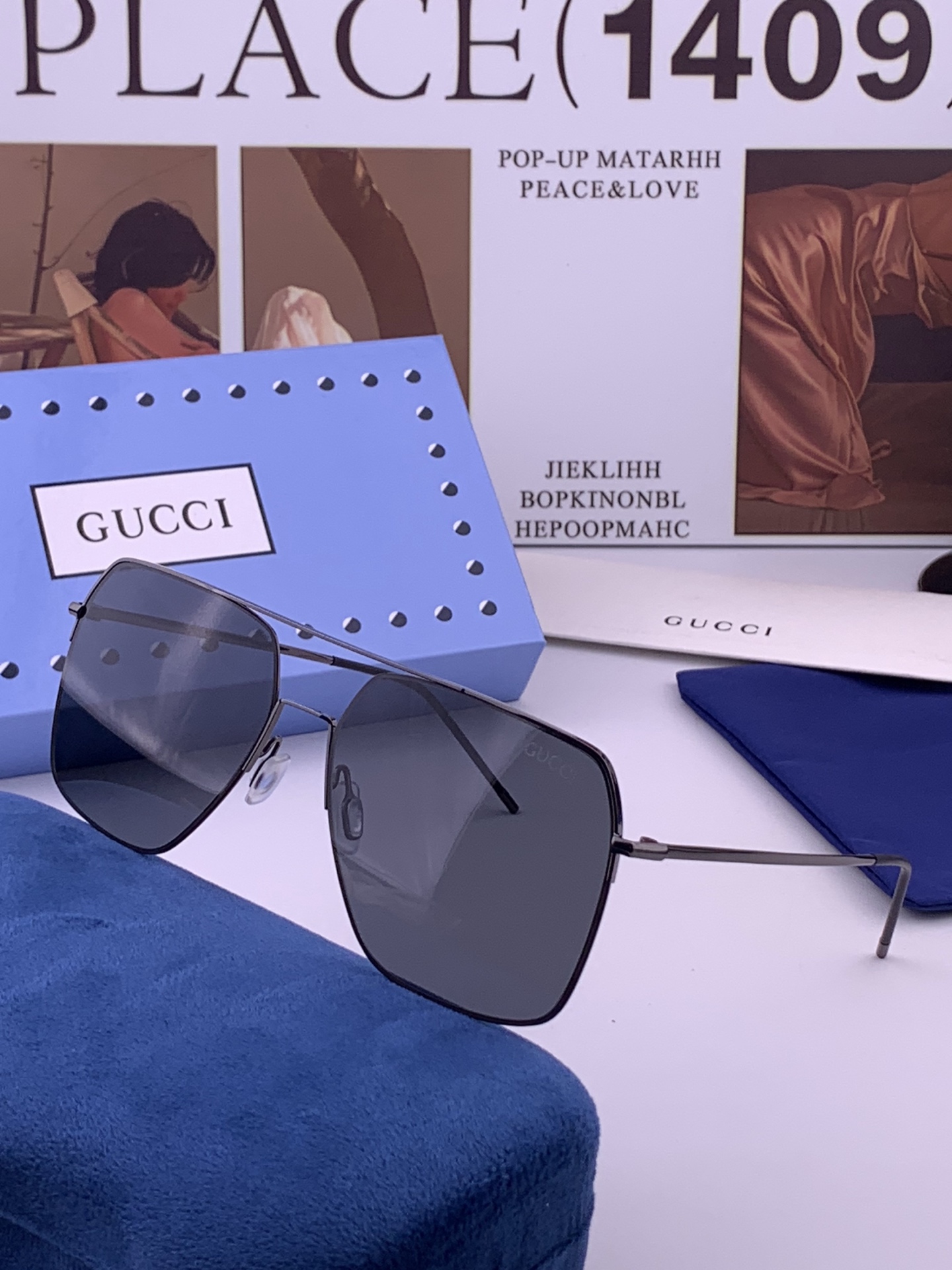 GUCCI 男款炫彩飞行员偏光太阳镜 ❤️材质：高清尼龙加厚卡槽高清偏光镜片 🌹无边框镜架💕颜👍型号：G91808